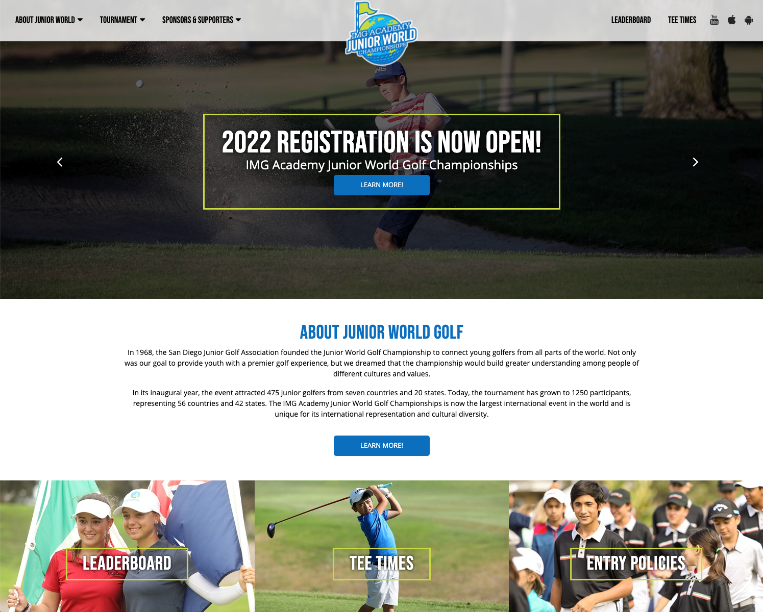 New Junior World Golf Website