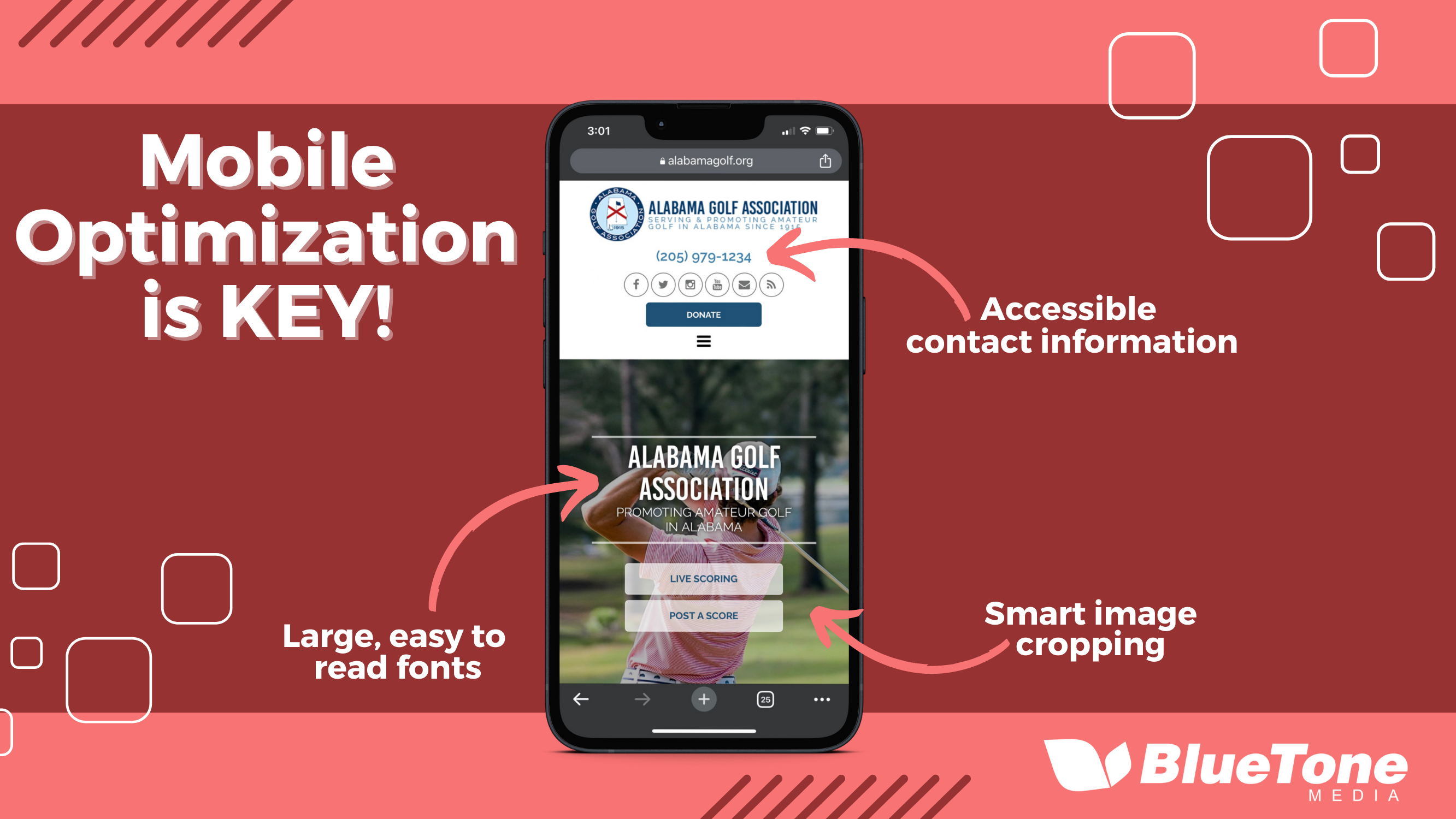 Alabama Golf Association has a mobile friendly site designed by BlueTone Media.