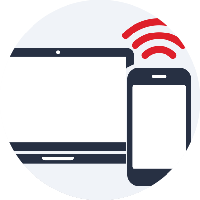 Laptop and smartphone sharing a Wi-Fi signal icon