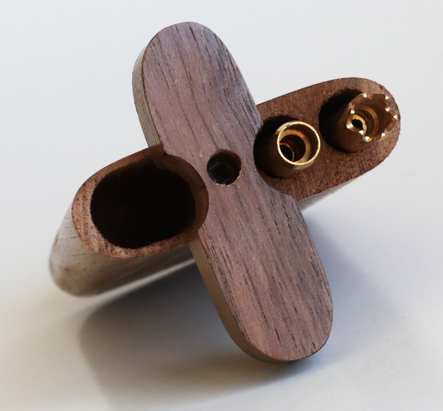 4" Walnut Double Hitter Dugout & Glass Pipe-American Crafted Dugout