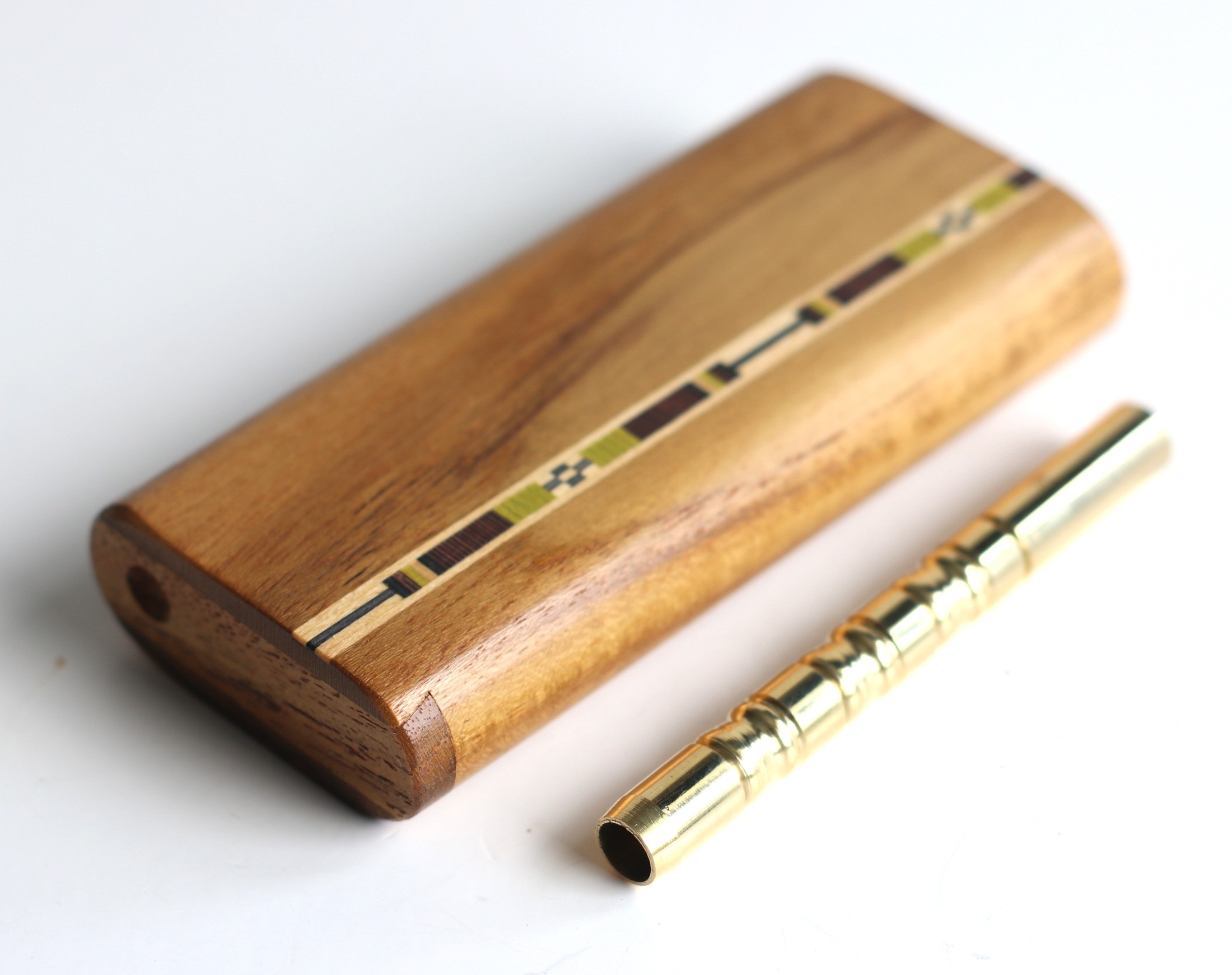 One of a Kind Teak Wood Dugout & One Hitter-Inlay Design