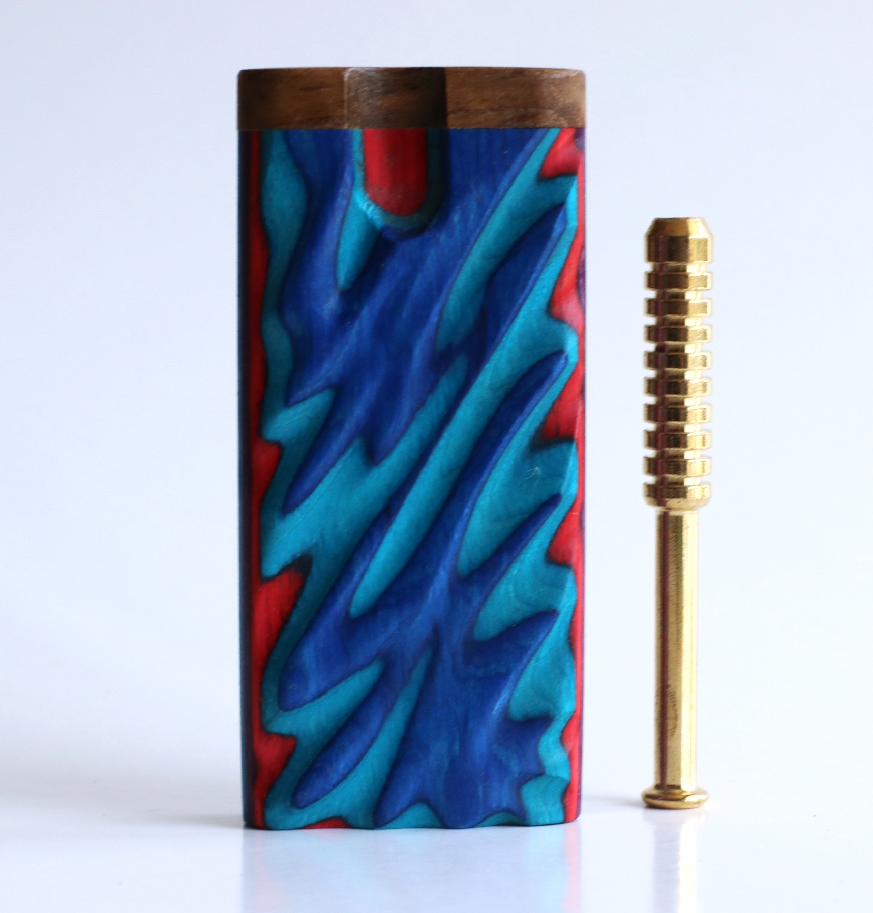 4" Swivel Lid Etched Rainbow Dugouts & Pipes-One of a Kind