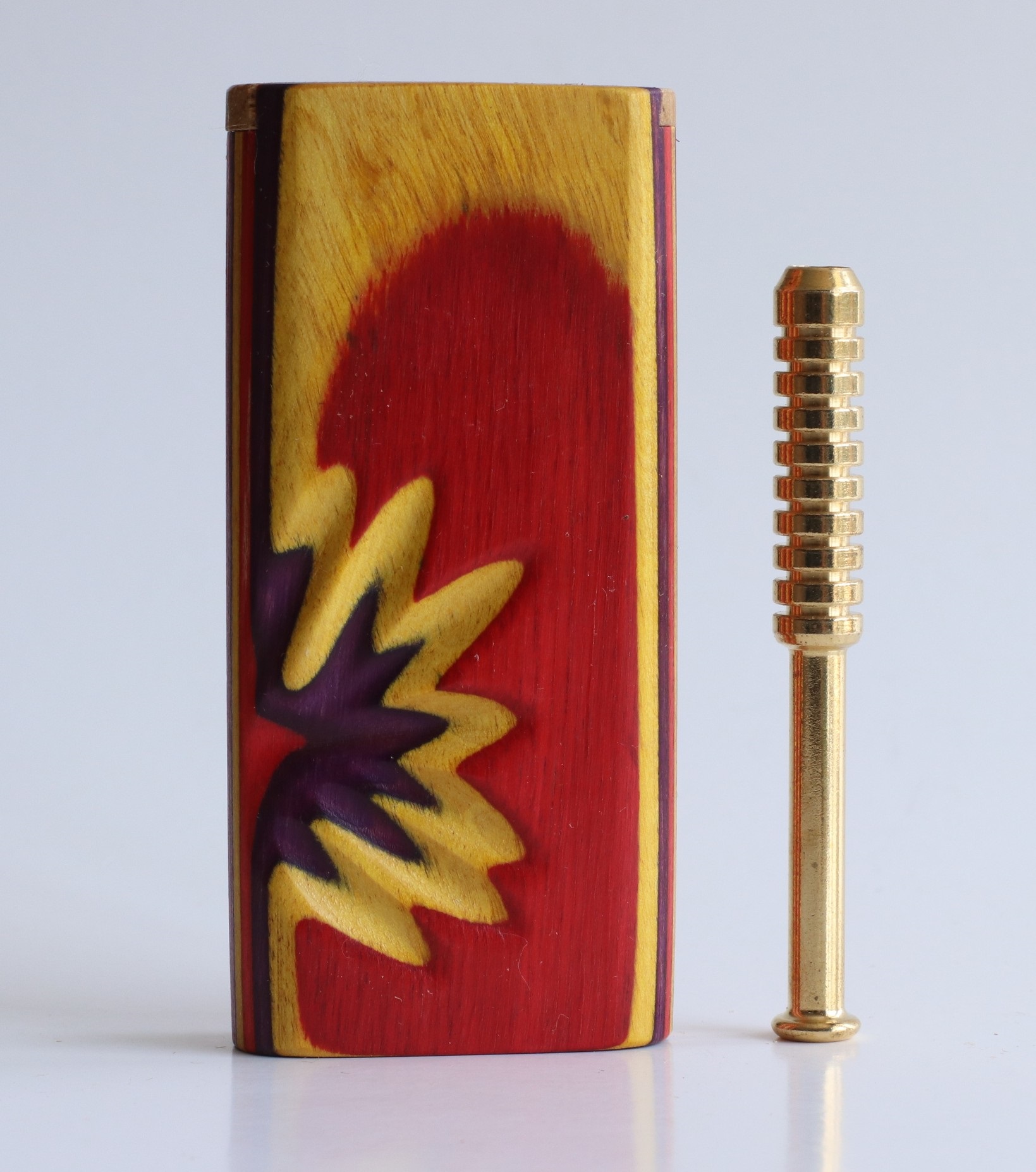 4" Rainbow Etched Slider Lid Dugout & One Hitter-One of a Kind American Made Dugouts