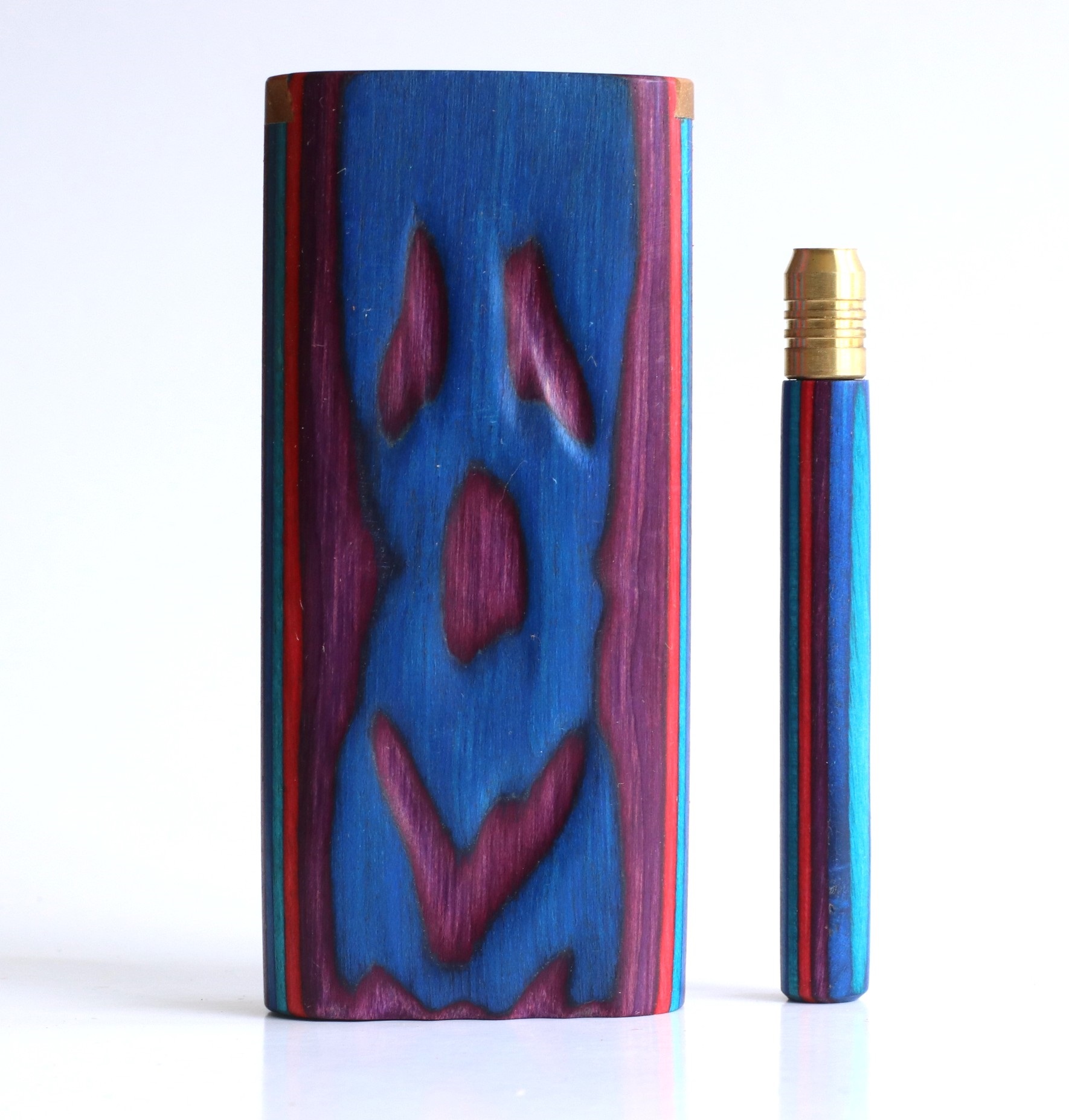 4" Blue Etched Slider Lid Dugout & One Hitter-One of a Kind American Made Dugouts