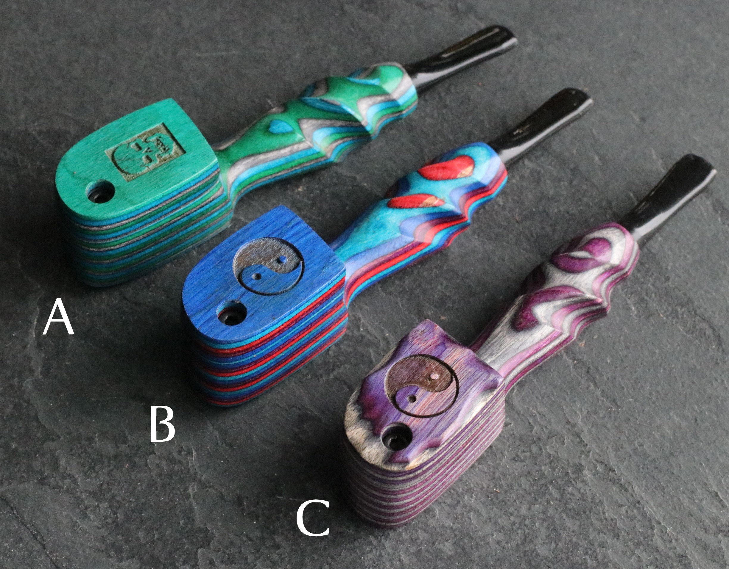 4.5" Swivel Lid Concert Pipe- LAS44-Handcrafted Wood Pipe with stem - Rainbow Swivel Lid Pipes