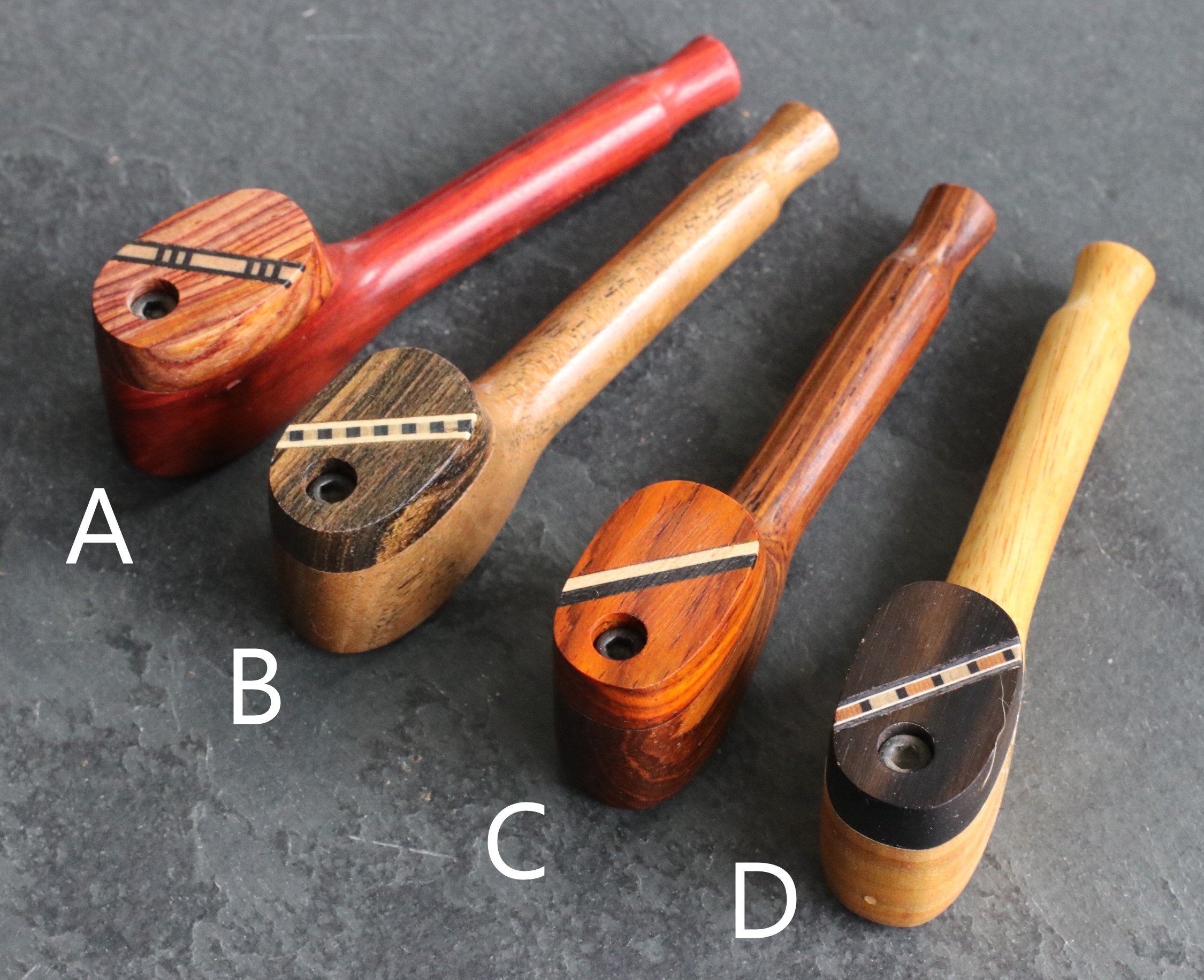 3.5" Exotic Wood Pipe- Z4 SWIVEL INLAY American Crafted Smoking Pipe