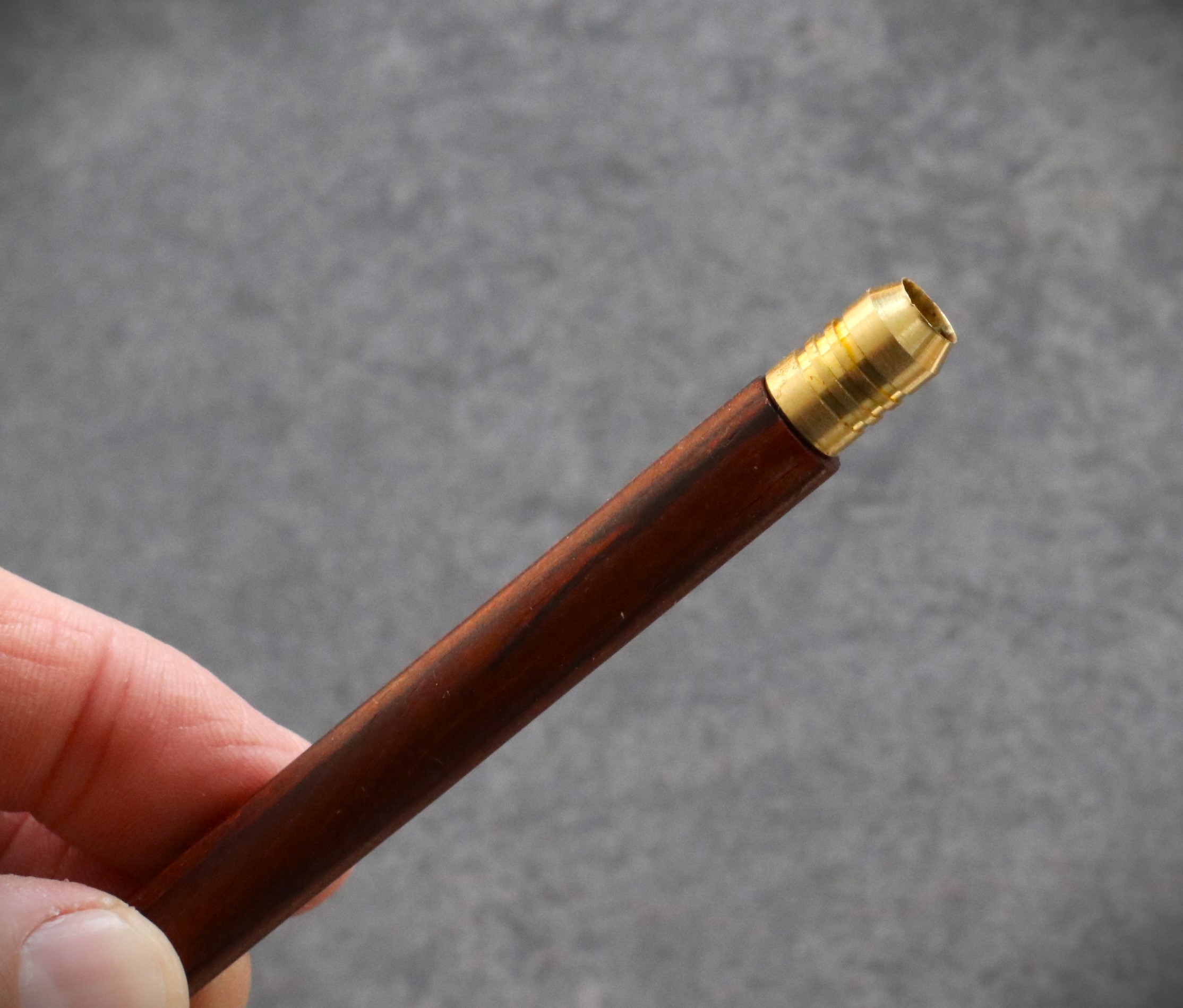 4" Exotic Wood One Hitter Pipes-Crafted Hardwood pipe with brass bowl
