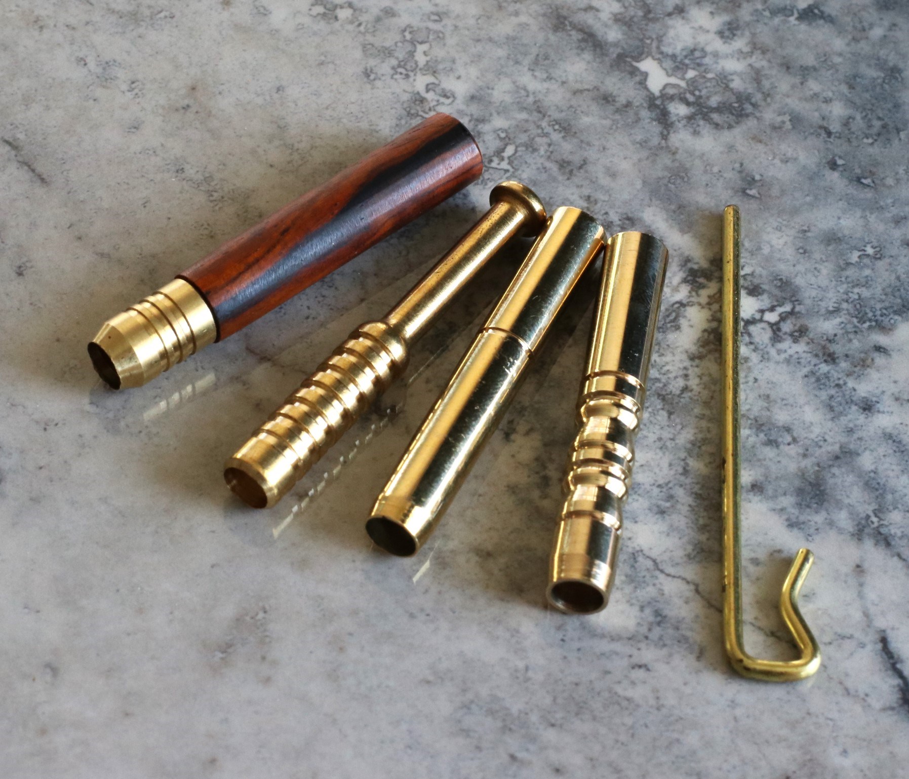 2" One Hitter Pipes- Brass & Exotic Wood Pipes for 3" Dugouts - Top Quality 2' Pipes