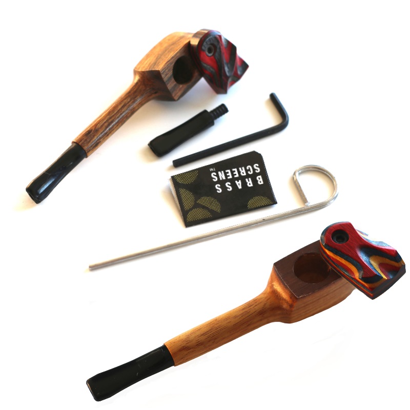 4" Swivel Lid Wood Pipe-DC1 COLOR ETCH LID-Handcrafted American Smoking Pipe