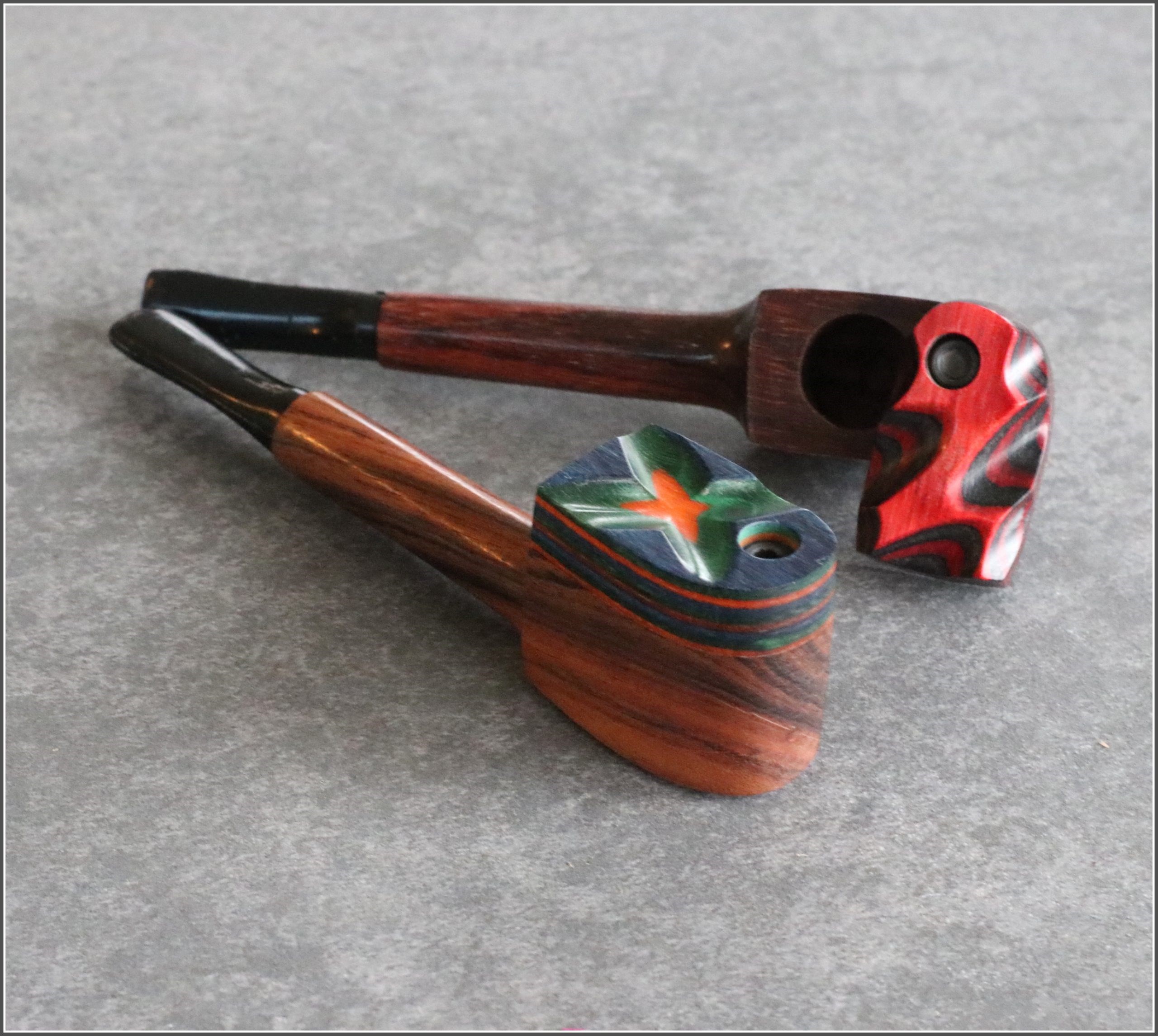 4" Swivel Lid Wood Pipe-DC1 COLOR ETCH LID-Handcrafted American Smoking Pipe