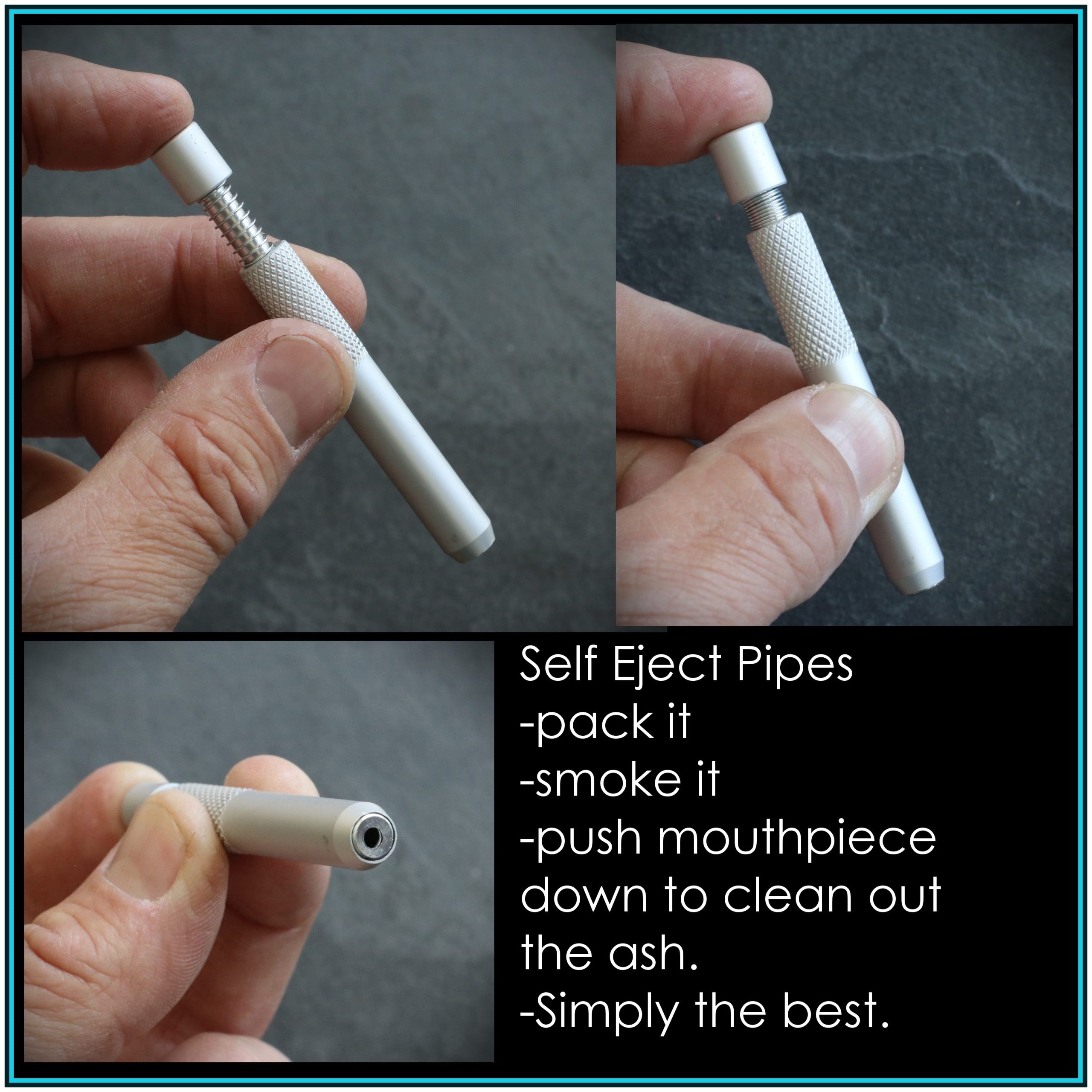 3" Self Eject One Hitter Pipe-Spring Loaded Cleaning System-Zero Ash - 3' Self Eject One Hitter Pipe-Spring Loaded Cleaning System-Zero Ash