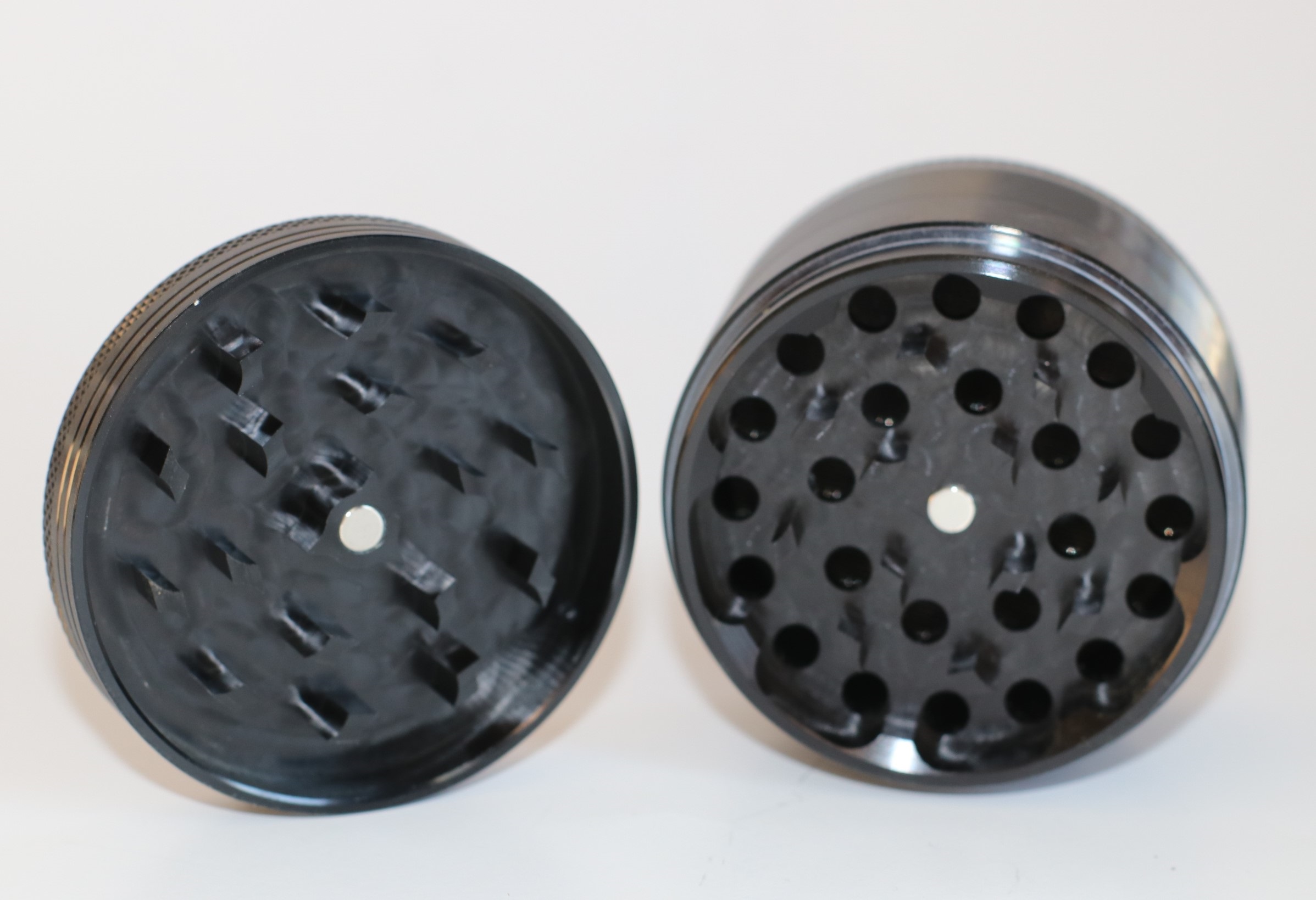 2.5" Black Professional Grade Dried Herb Grinder- 4pc-Magnetic Lid-Filter-Sharp Grinder for Dried Herbs - 4 Piece Herb Grinder-Black