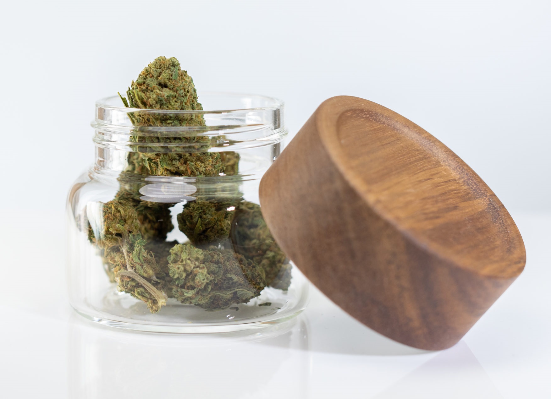 Glass Stash Jar with Bamboo Lid- Flat Top-Smell Proof Jar for Herbs & Spices