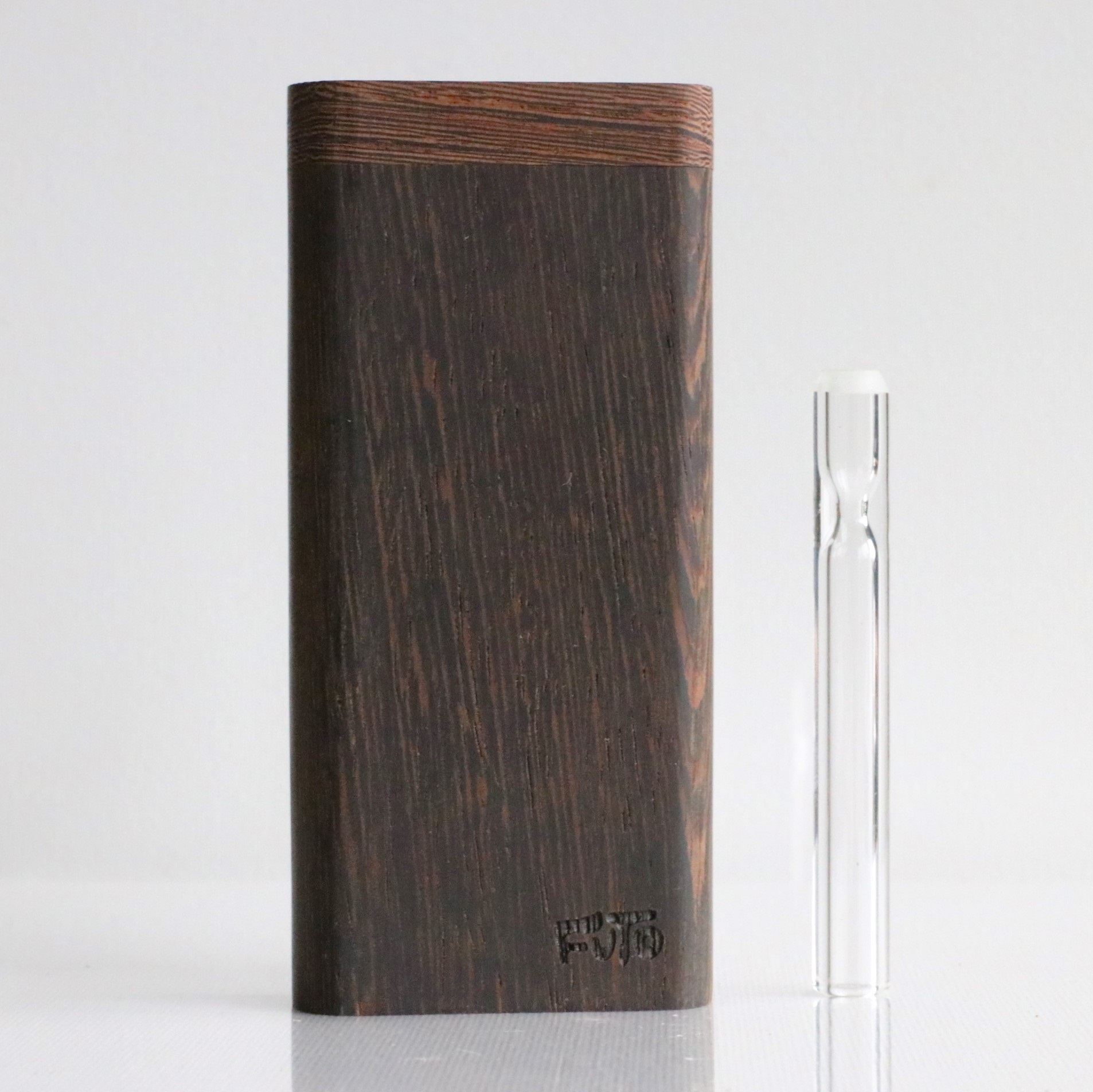 4" Wenge Wood Dugout- by Futo- Premier Stash Box with One Hitter & Stash Cleaner - Wenge Wood Dugout