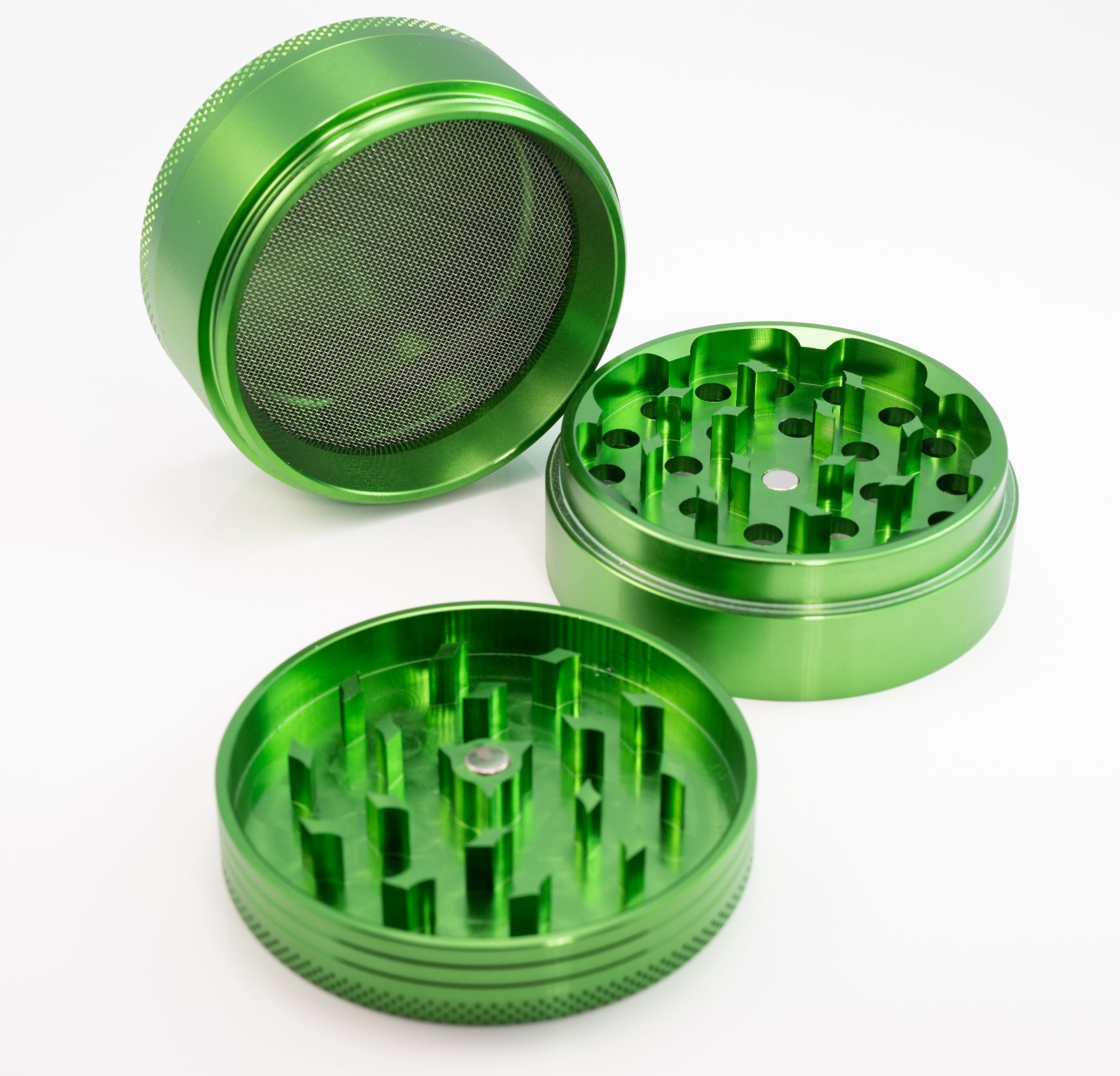 Green Herb Grinder- 2.5" 4 Piece Professional Grade herb Grinder