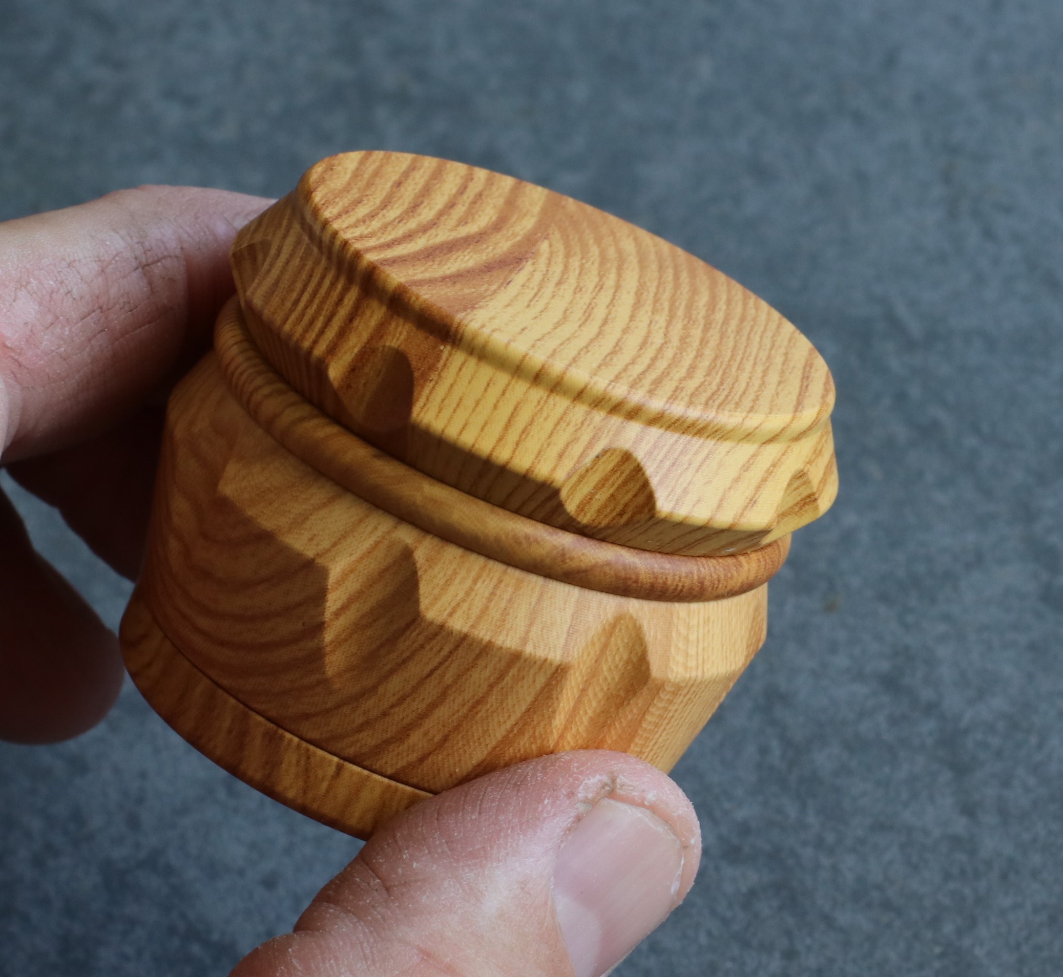 2" Wood Herb Grinder- 4 Piece Grinder with Catch-Screen-Magnetic Lid - PRO 420 Ceramic Herb Grinder- 63mm Diameter-4 Piece Professional Herb & Marijuana Grinder-Silver