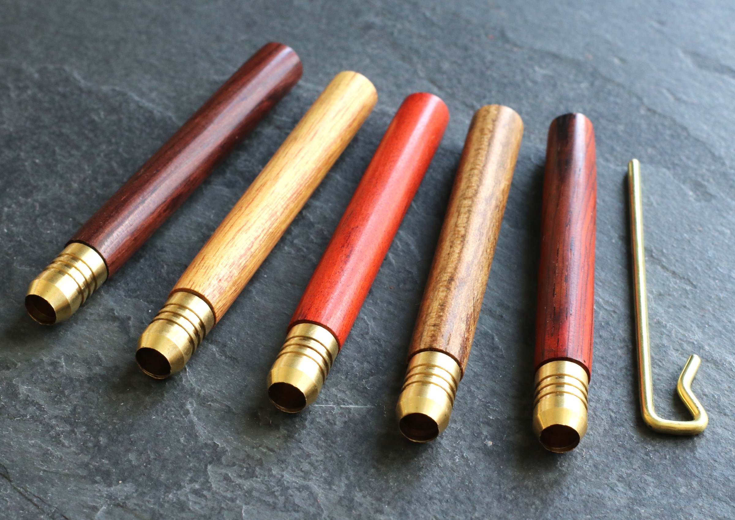 3" Exotic Wood One Hitter Pipes- Crafted Hardwood pipe with Brass Bowl - 3' Exotic Wood Pipes