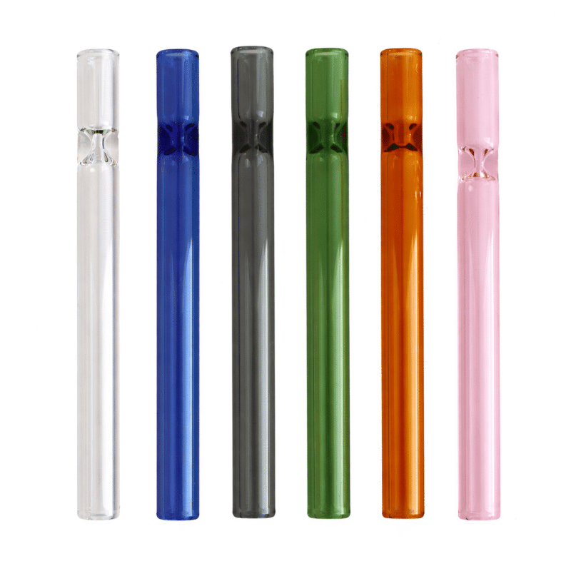 4" Glass Tube Pipes- 6 Colors- Extra Thick Glass & Deep Bowl- Quality Glass Hitter Pipes