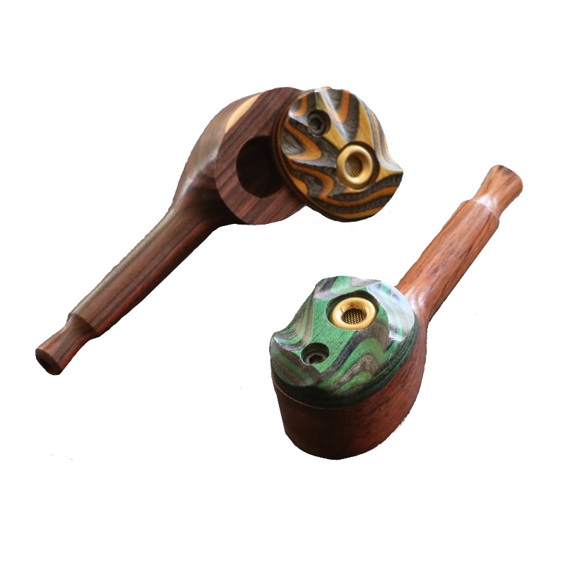 3.5" Swivel Lid Pipe-Z10 RB SWIVEL- Handcrafted Exotic Wood Smoking Pipe - Swivel Lid Pipe