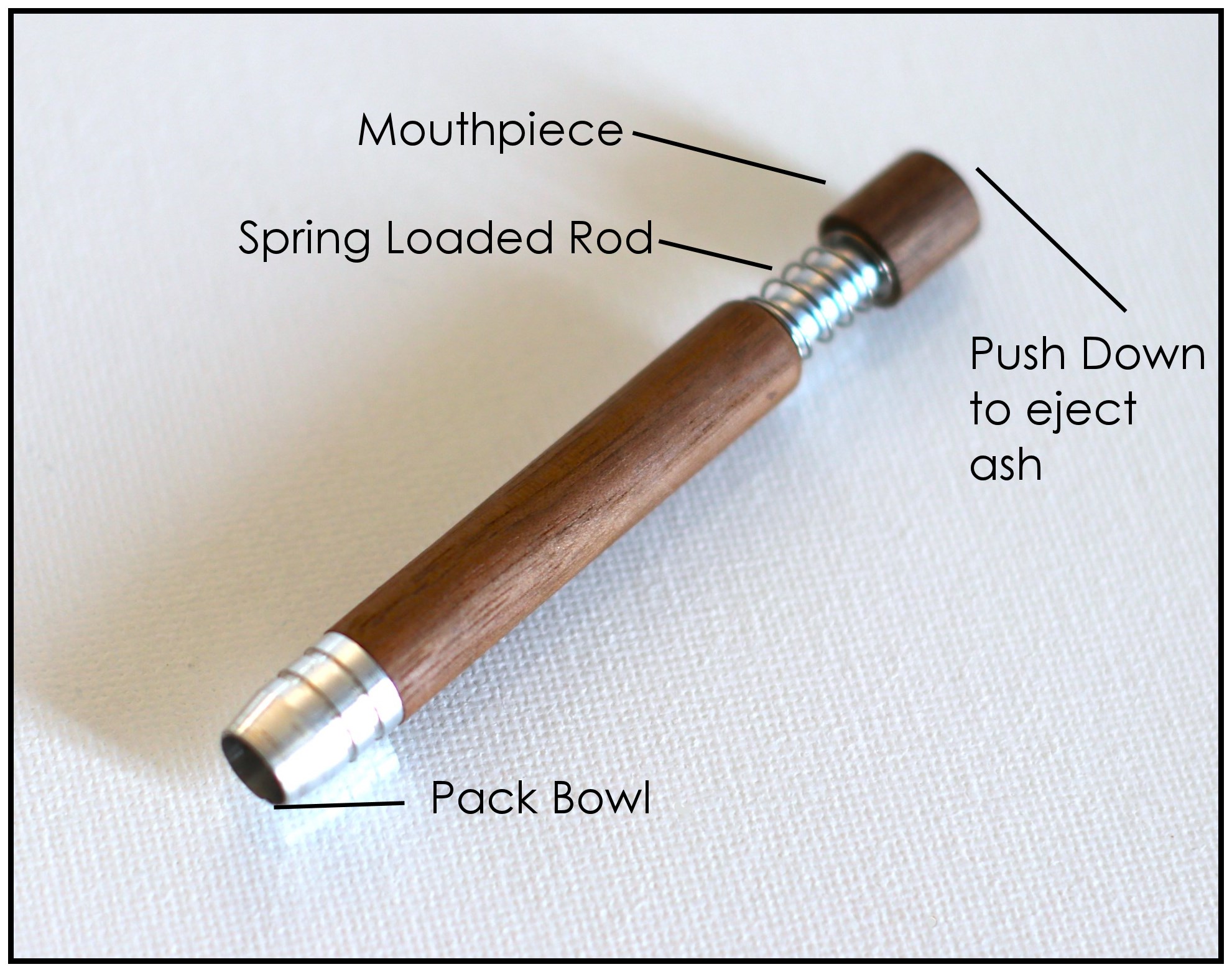 2" & 3" Spring Loaded Walnut One Hitter- Self Eject Pipe-Clean Smoking Pipe - Self Eject Bat