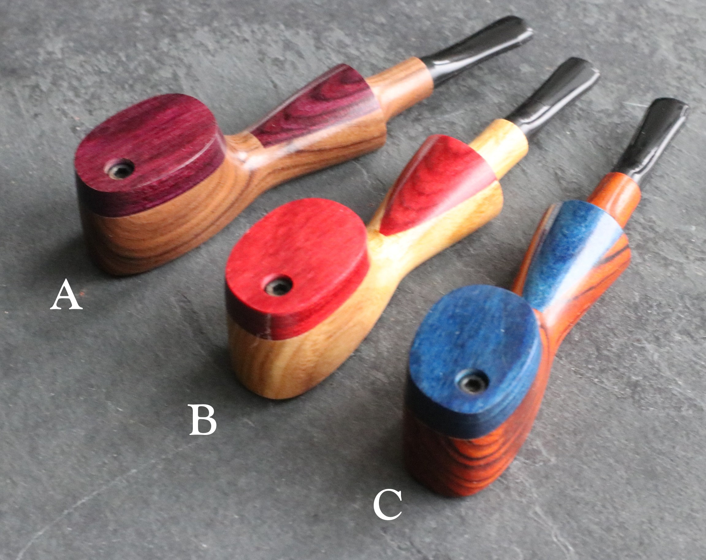 Colorful Exotic Wood Pipes with Swivel Lid- G3 COLOR ETCH BODY- Handcrafted American Pipes