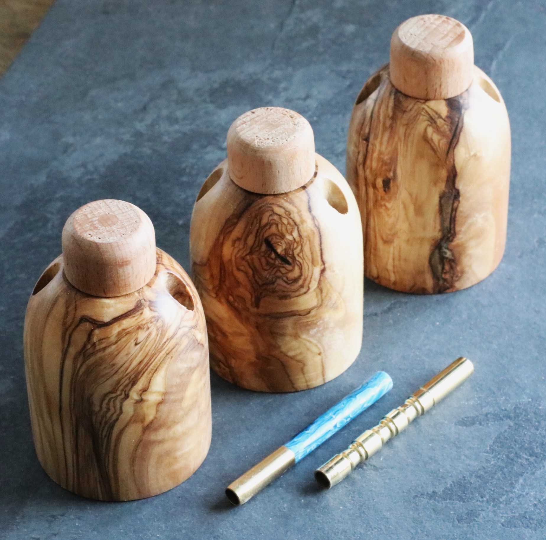 Olive Wood Tabletop Dugout- One Hitter Stash Box- Smoker's Gift