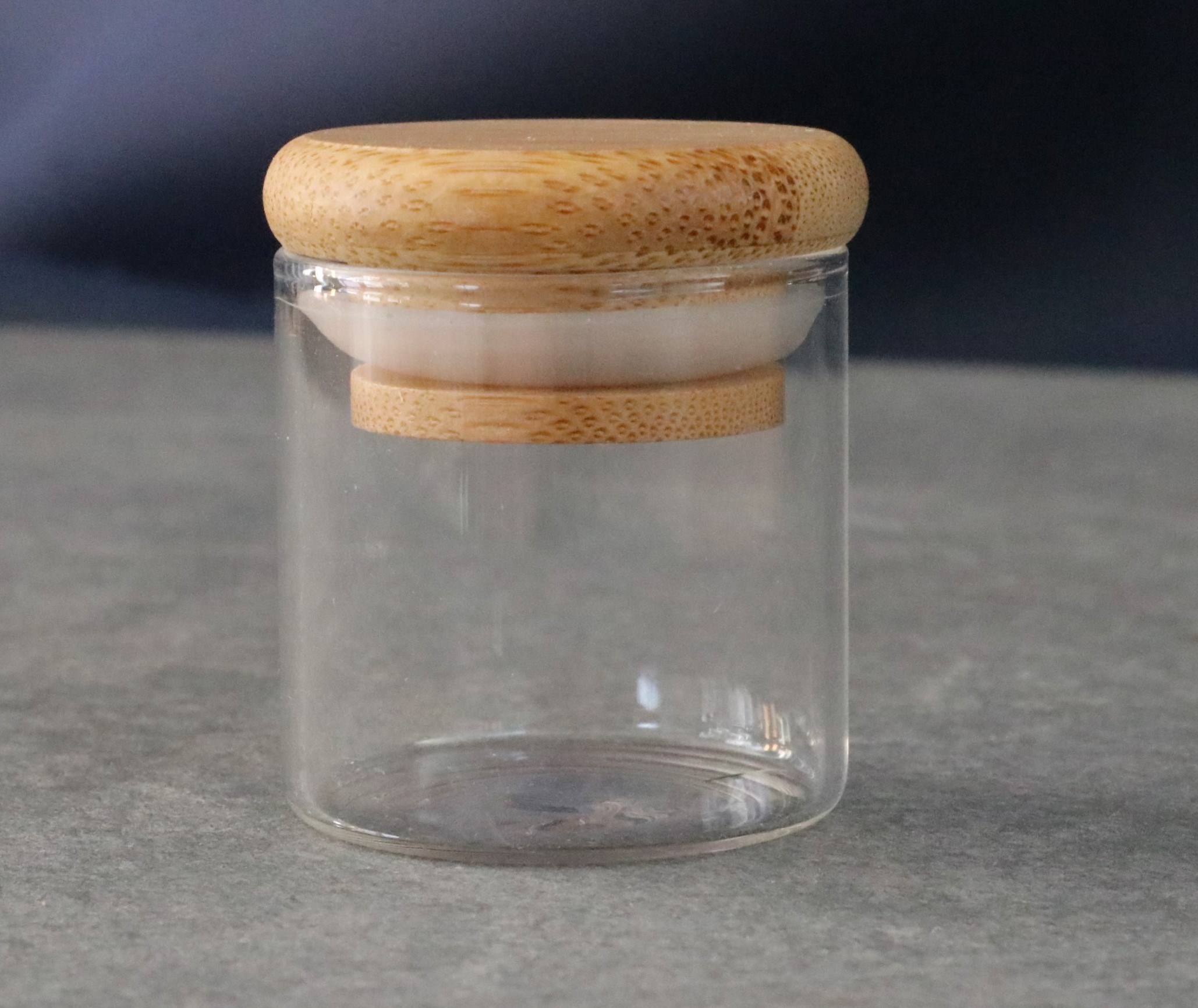 1.5" Small Glass Stash Jar with Bamboo Lid- Smell Proof- Safe Storage for Herbs