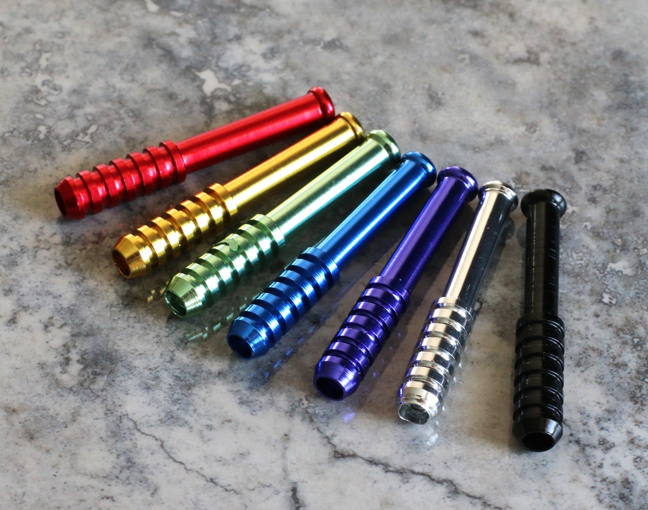 2" Color Ribbed Bats-Metal Smoking Pipe - Ribbed Metal Pipe