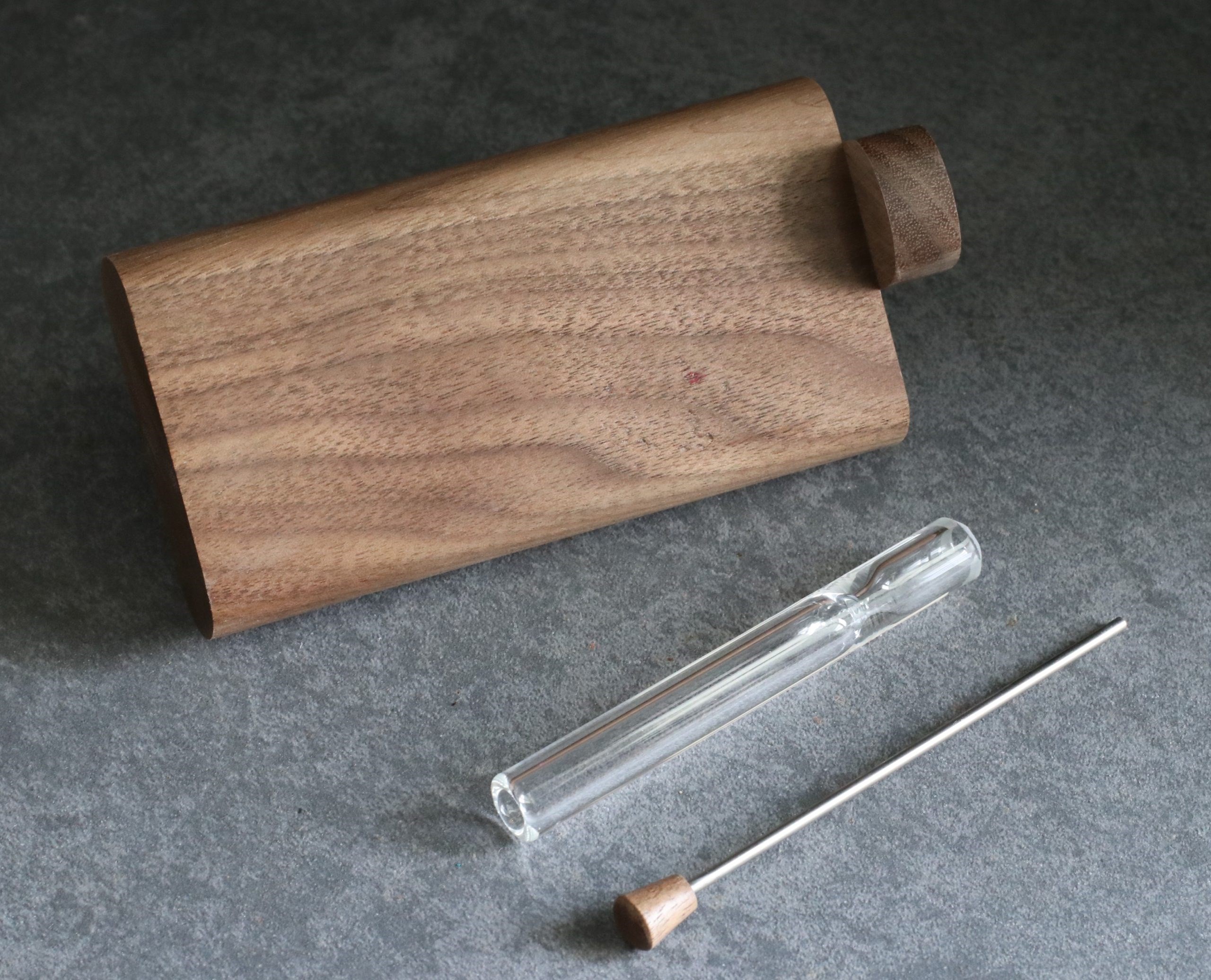 4" Walnut Wood Dugout- by Futo- Premium Stash Box with One Hitter & Stash Cleaner