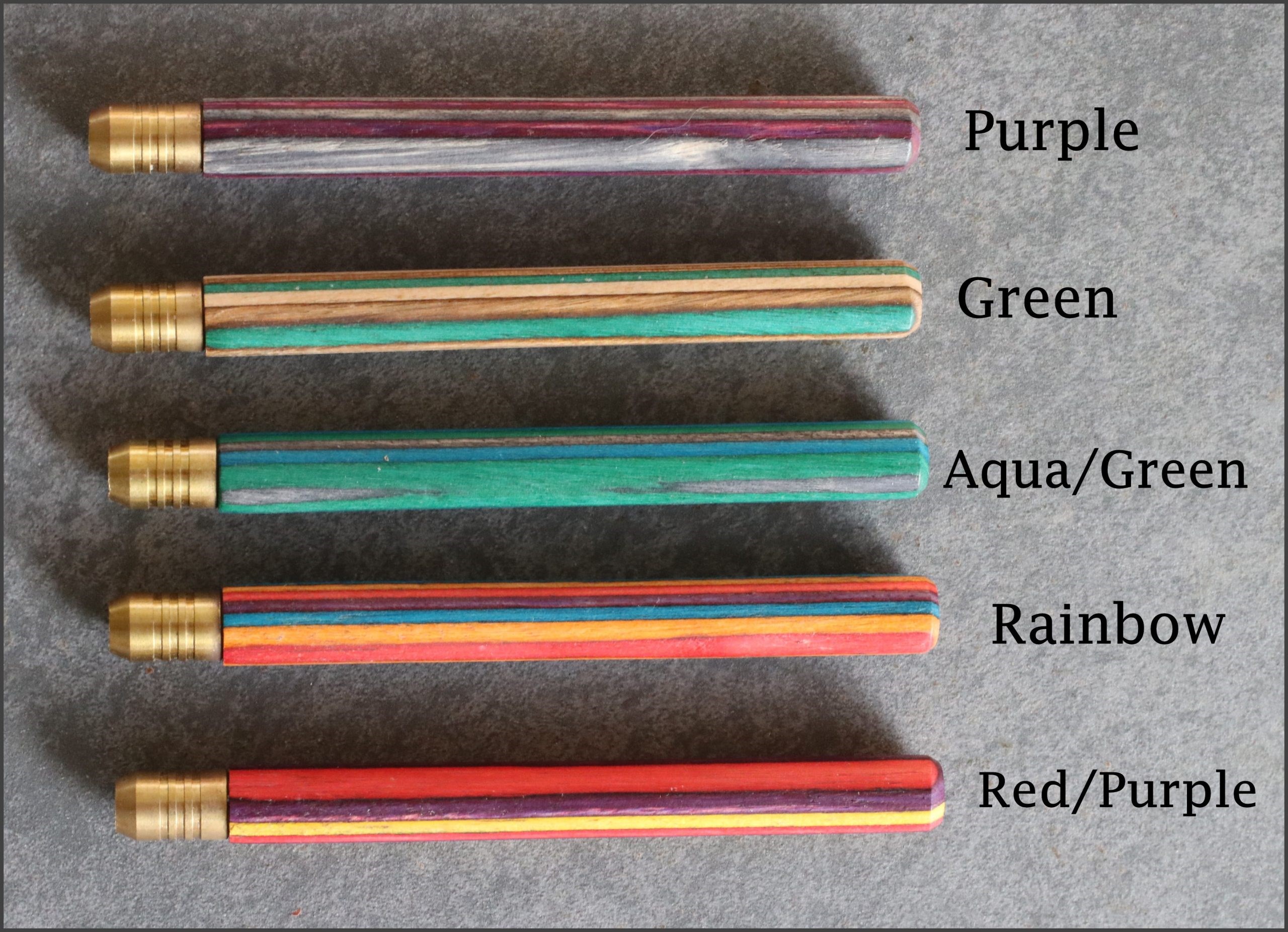 4" Rainbow Wood One Hitter Pipes- Crafted Hardwood pipe with Brass Bowl - 4' Rainbow Wood & Brass Pipes