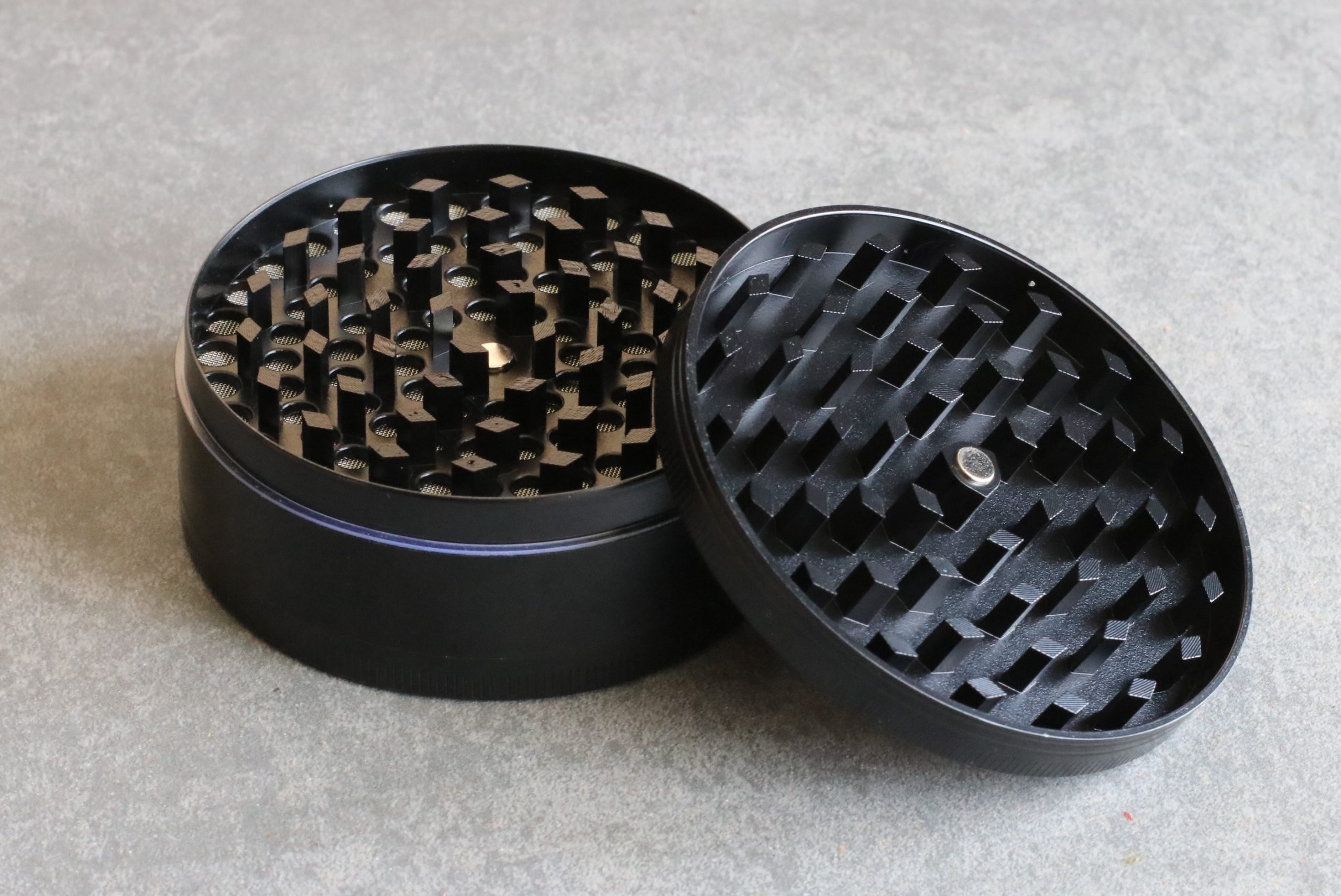 3" Professional Grade Herb Grinder- 3pc magnetic lid with screen- Top Quality-Black - Professional Herb Grinder-3 Piece Metal-Black