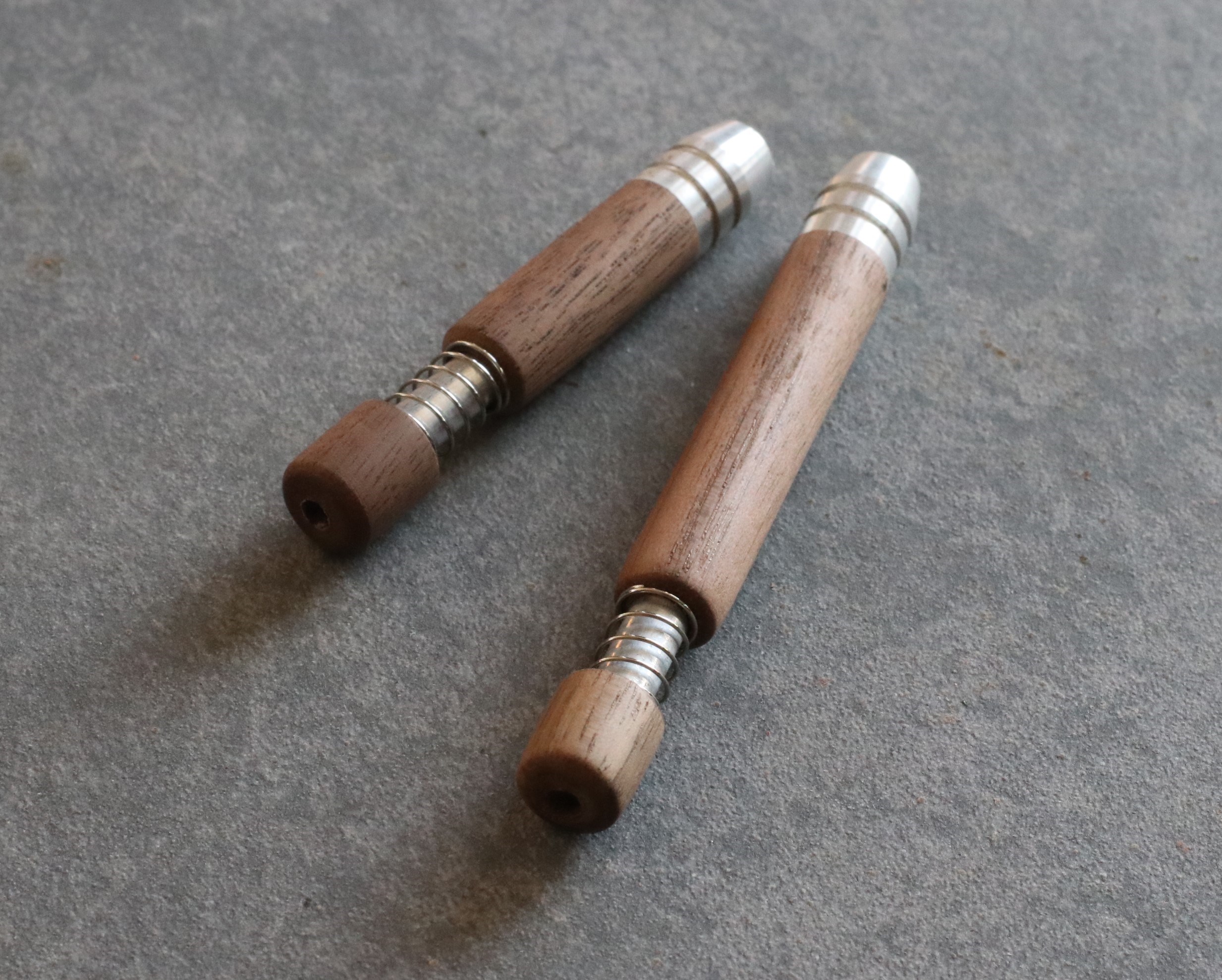 2" & 3" Spring Loaded Walnut One Hitter- Self Eject Pipe-Clean Smoking Pipe - Walnut Spring Loaded Self Eject Pipes