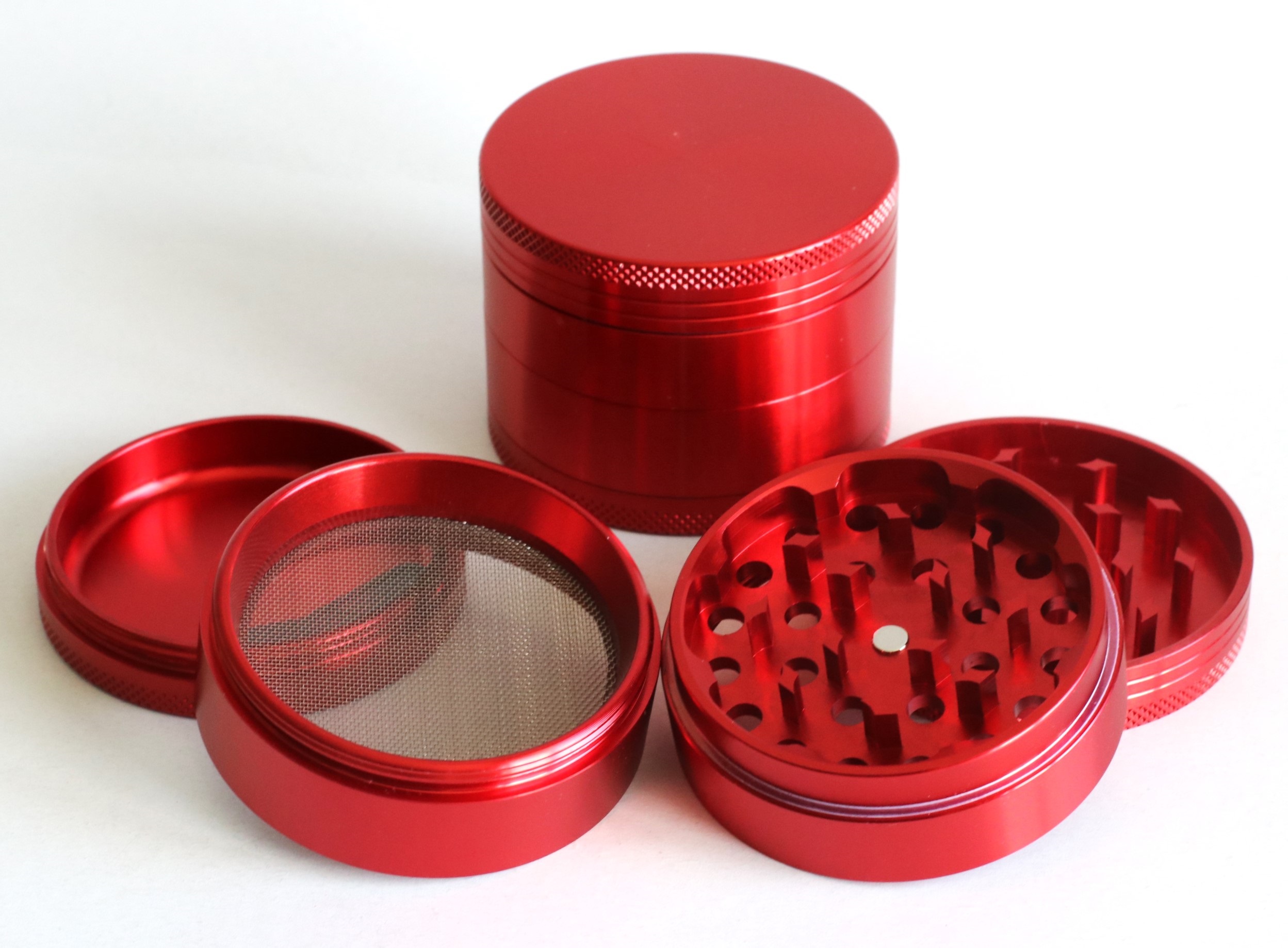 2.5" Red 4 pc Professional Herb Grinder - Red Herb Grinder