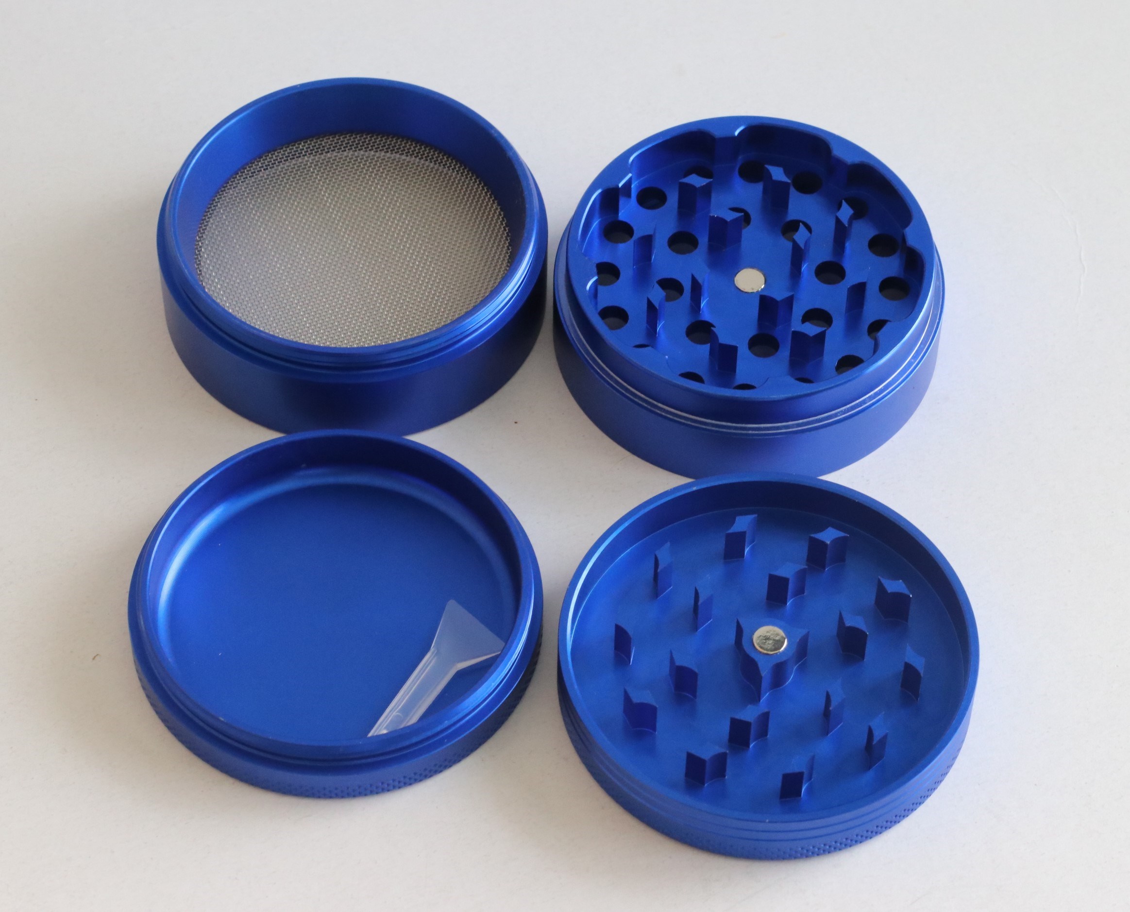Blue Herb Grinder- 2.5" 4 Piece Professional Grade herb Grinder - Blue Metal Herb Grinder