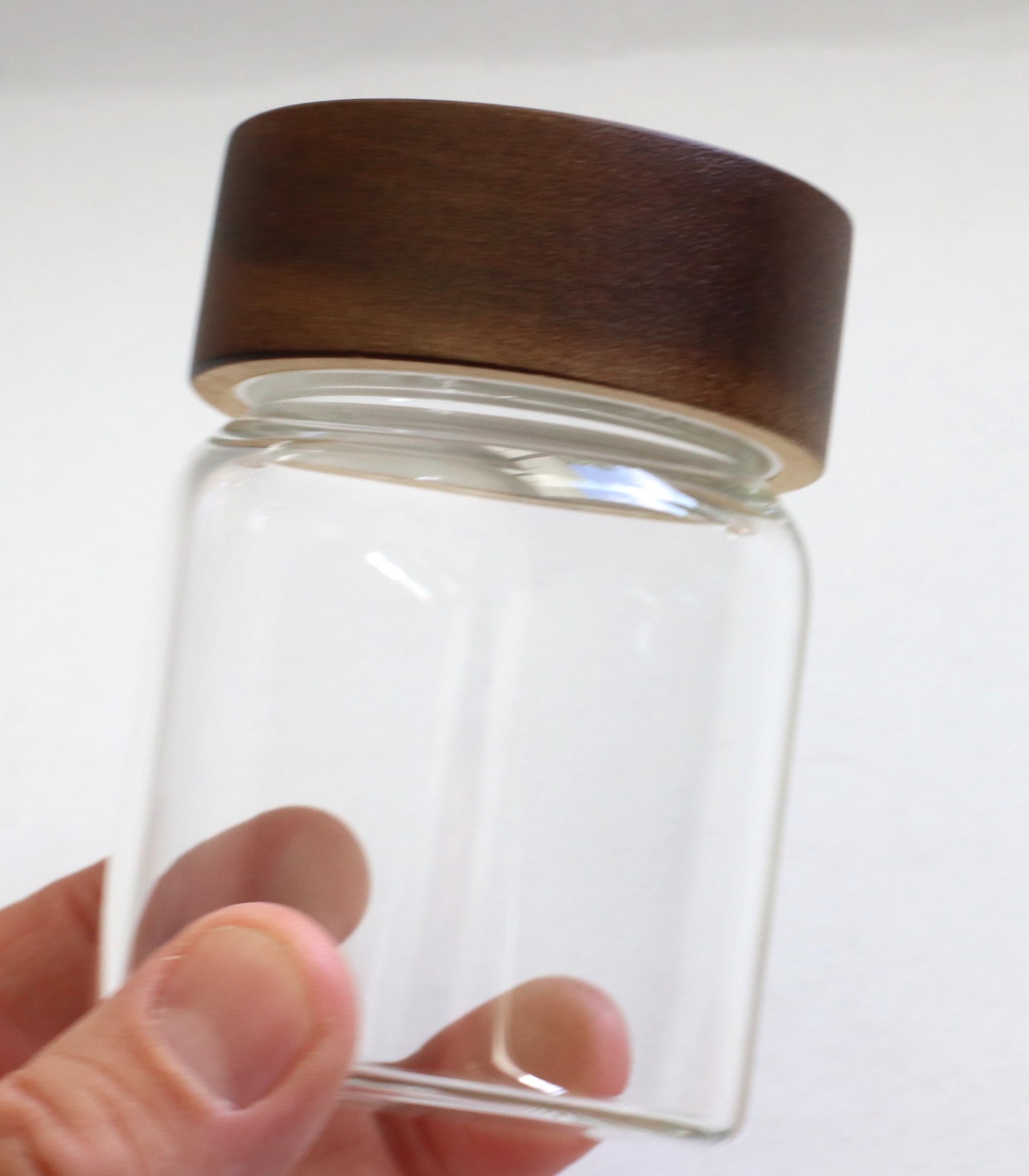 Glass Stash Jar with Bamboo Lid- Flat Top-Smell Proof Jar for Herbs & Spices - 4' Glass Stash Jar