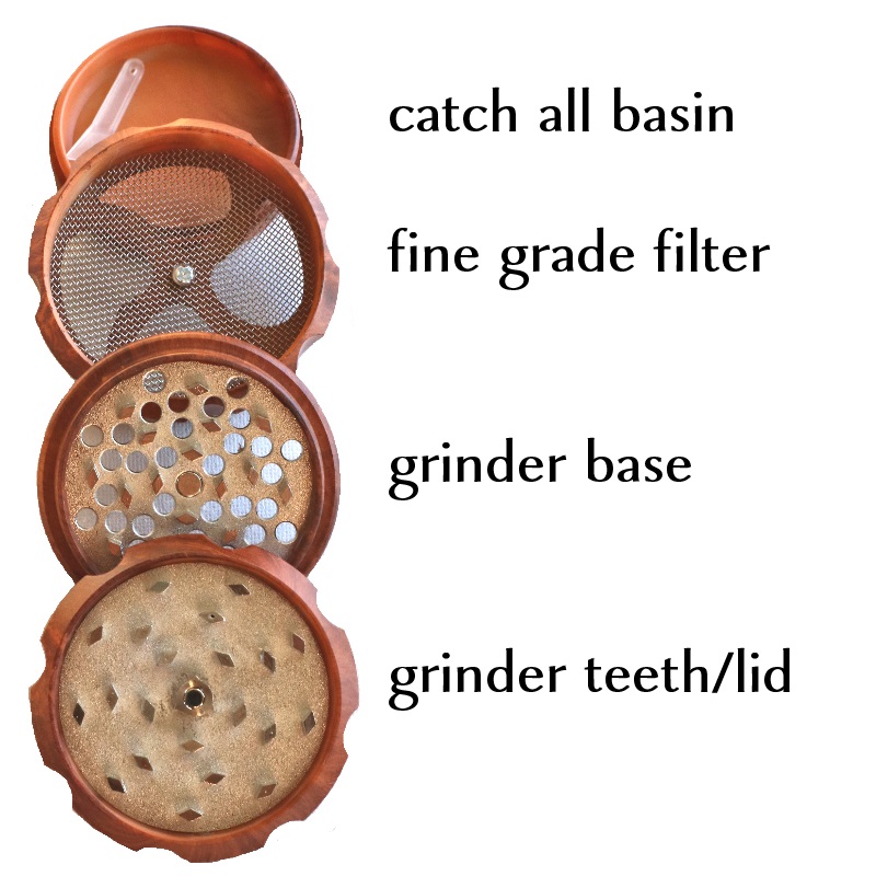 2.5" Wood Resin Herb Grinder- 4 Piece Grinder with Catch-Screen-Magnetic Lid - 4 Piece Herb Grinder