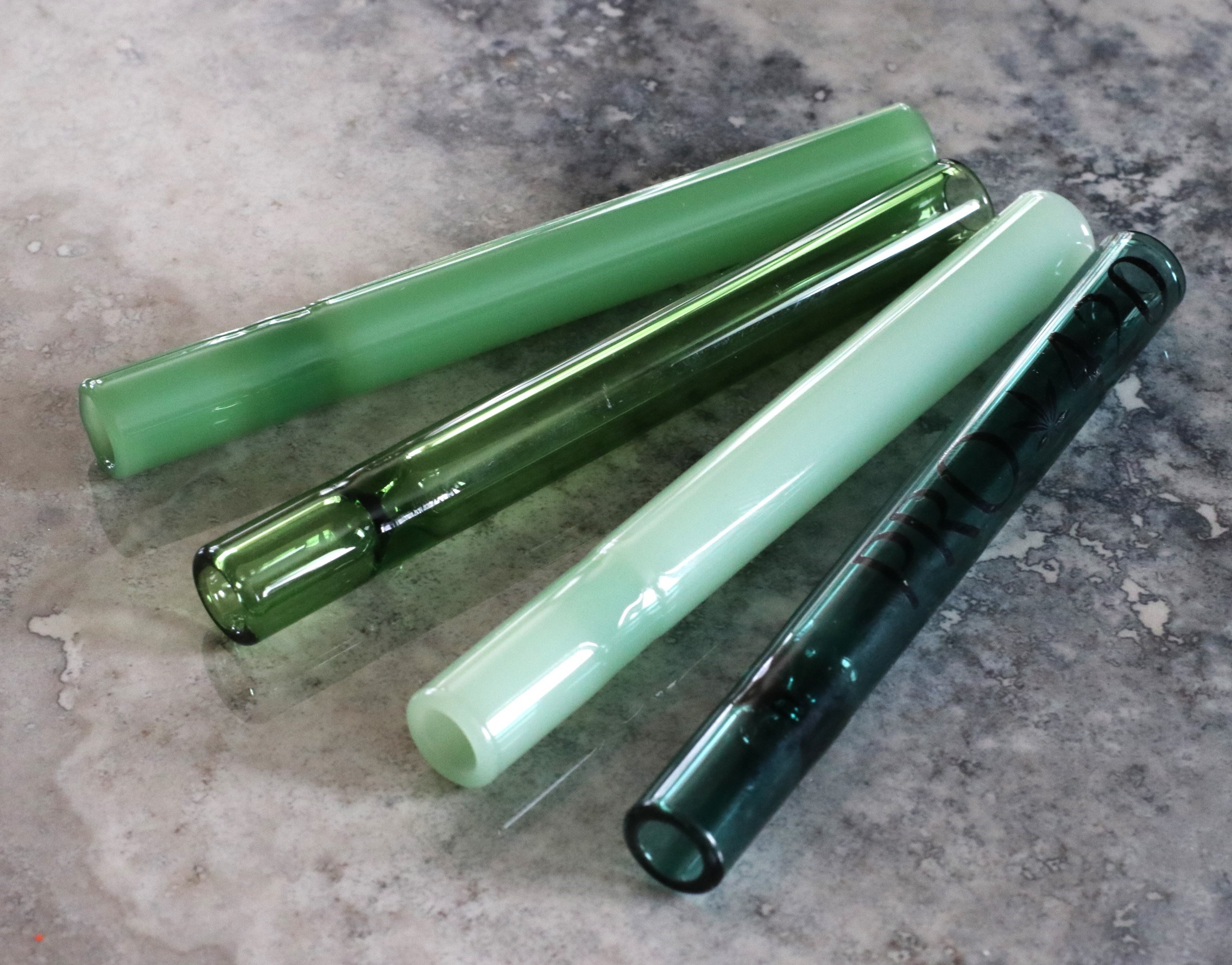 The Green Collection: 4" Glass Multi Hitter Pipes- Extra Thick Glass & Deep Bowl- Quality Glass Hitter Pipes - 4' Green Glass Hitters