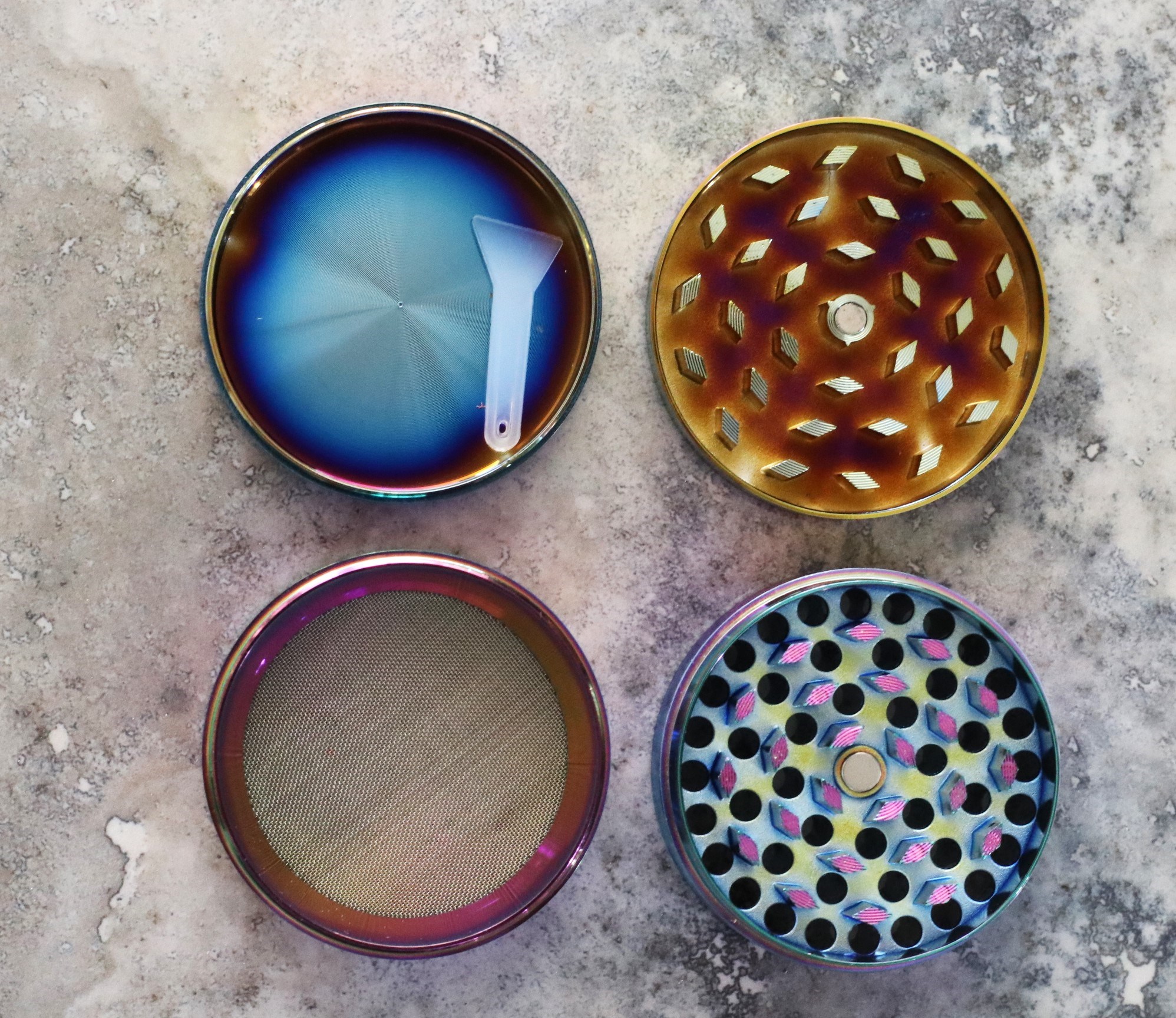 2" Rainbow Herb Grinder- 4 Part Metal Grinder for Dried Herbs