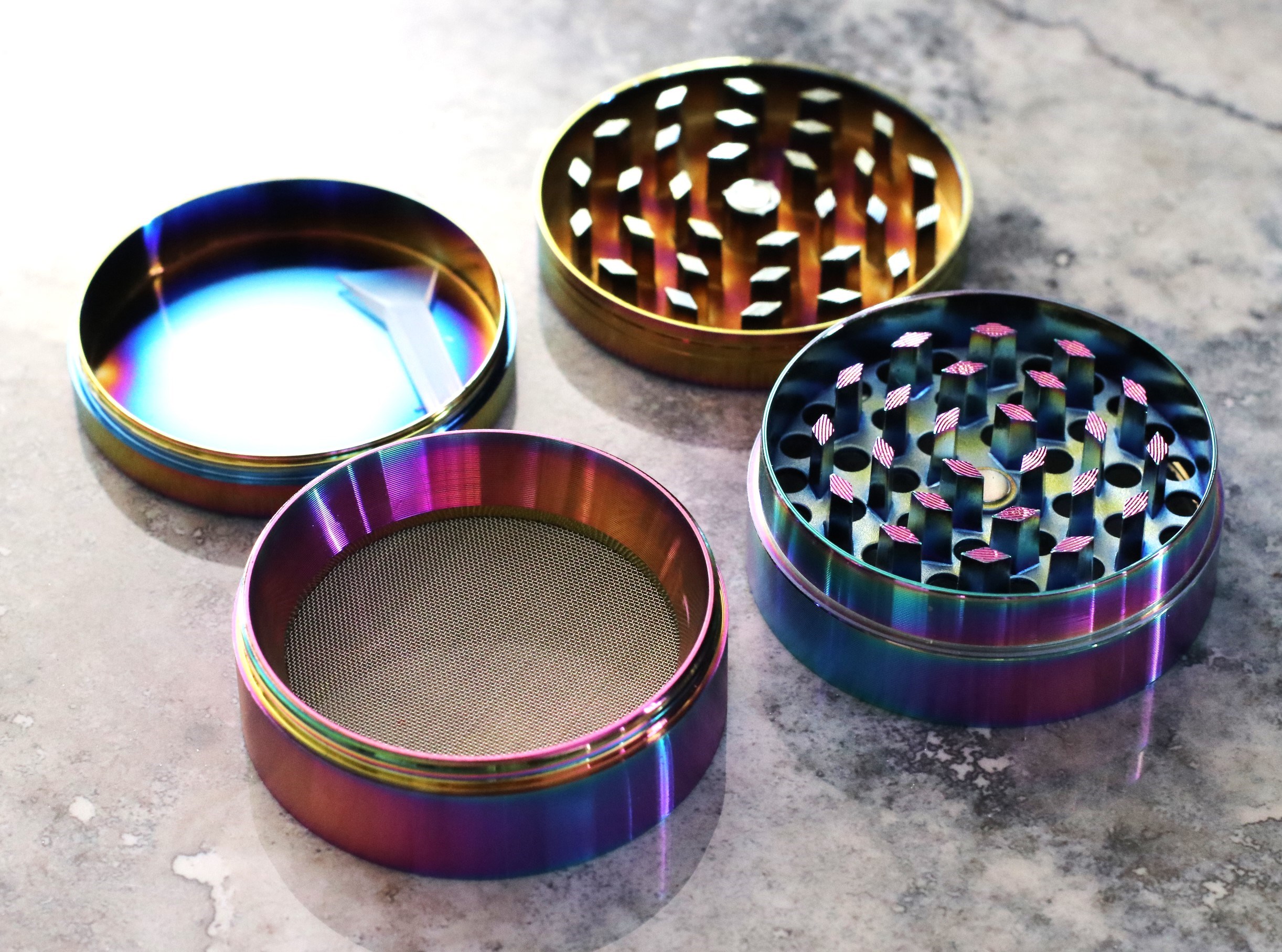 2" Rainbow Herb Grinder- 4 Part Metal Grinder for Dried Herbs