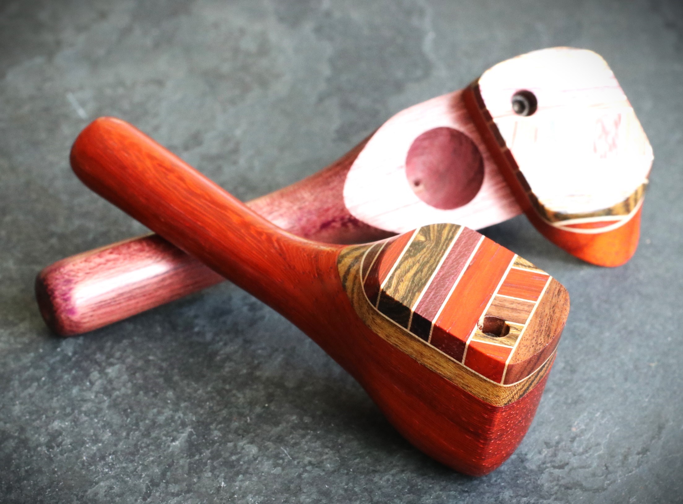 Exotic Wood Swivel Lid Pipe-TP26LT-4"-American Handcrafted Smoking Pipe - Swivel Lid Exotic Wood Pipe