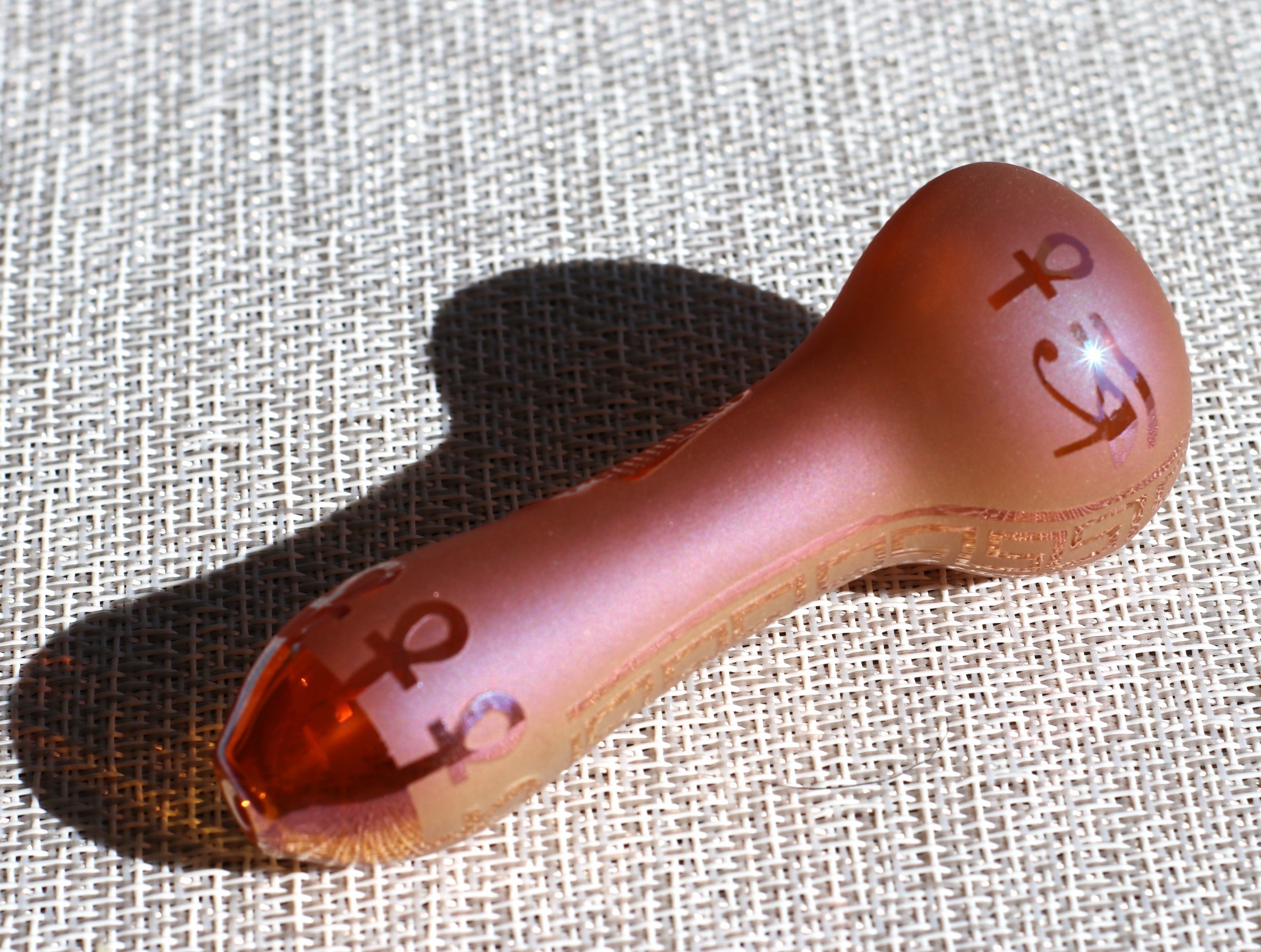4" Glass Spoon Pipe w/colorful ceramic coating-Pink Egypt - 4' Glass Spoon Pipe