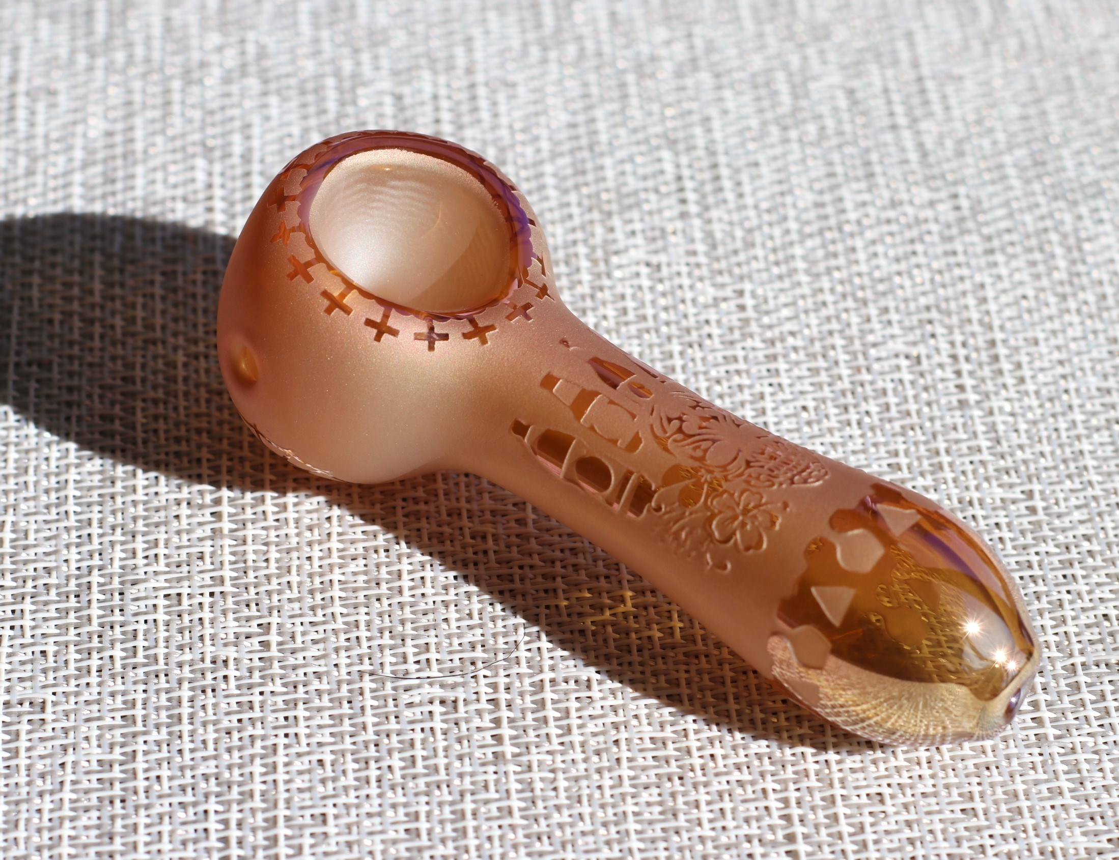 4" Glass Spoon Pipe w/colorful ceramic coating-Pink Money - 4' Glass Spoon Pipe