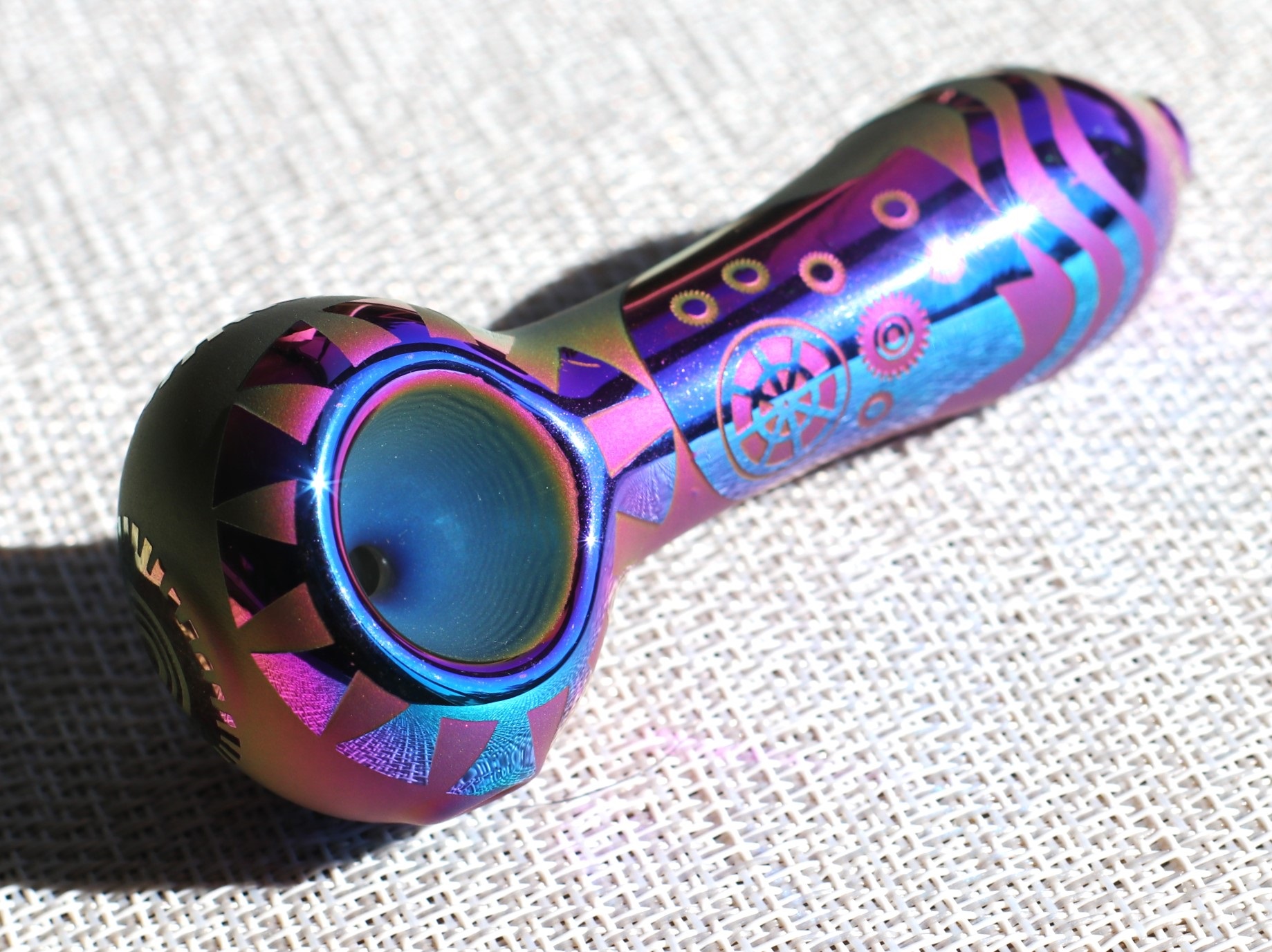 4" Glass Spoon Pipe w/colorful ceramic coating-Rainbow Sundial - 4' Glass Spoon Pipe