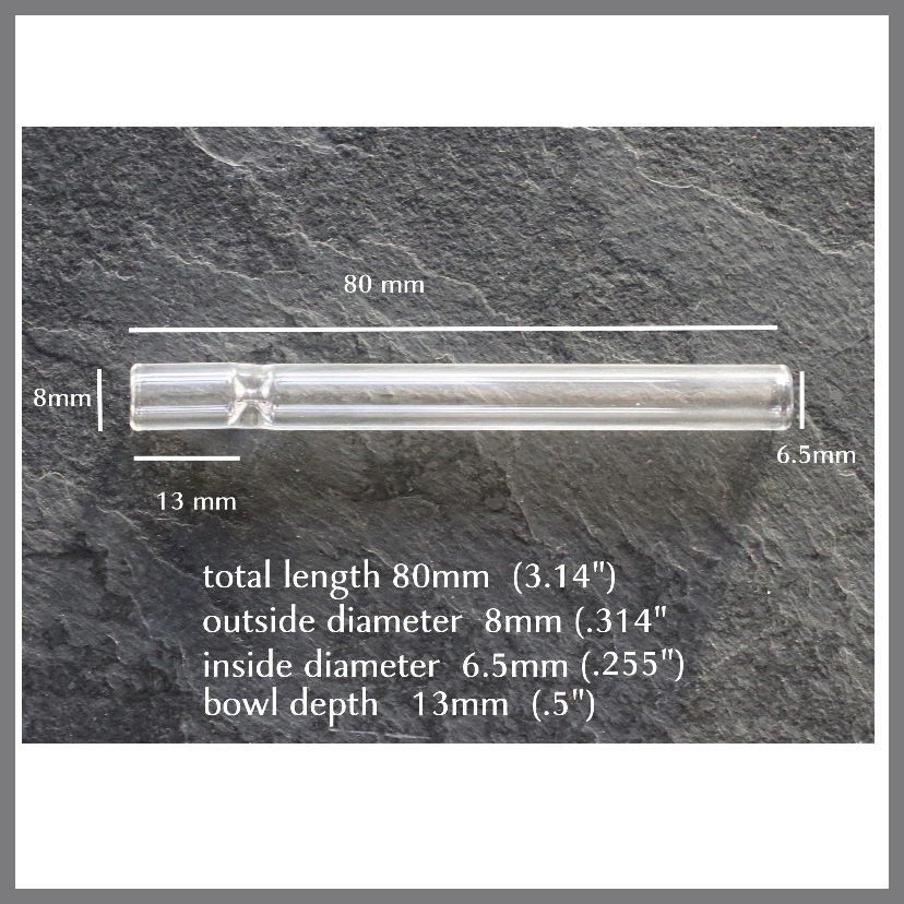 3" Glass One Hitter Pipe-8mm Diameter-Fits most 4" dugouts