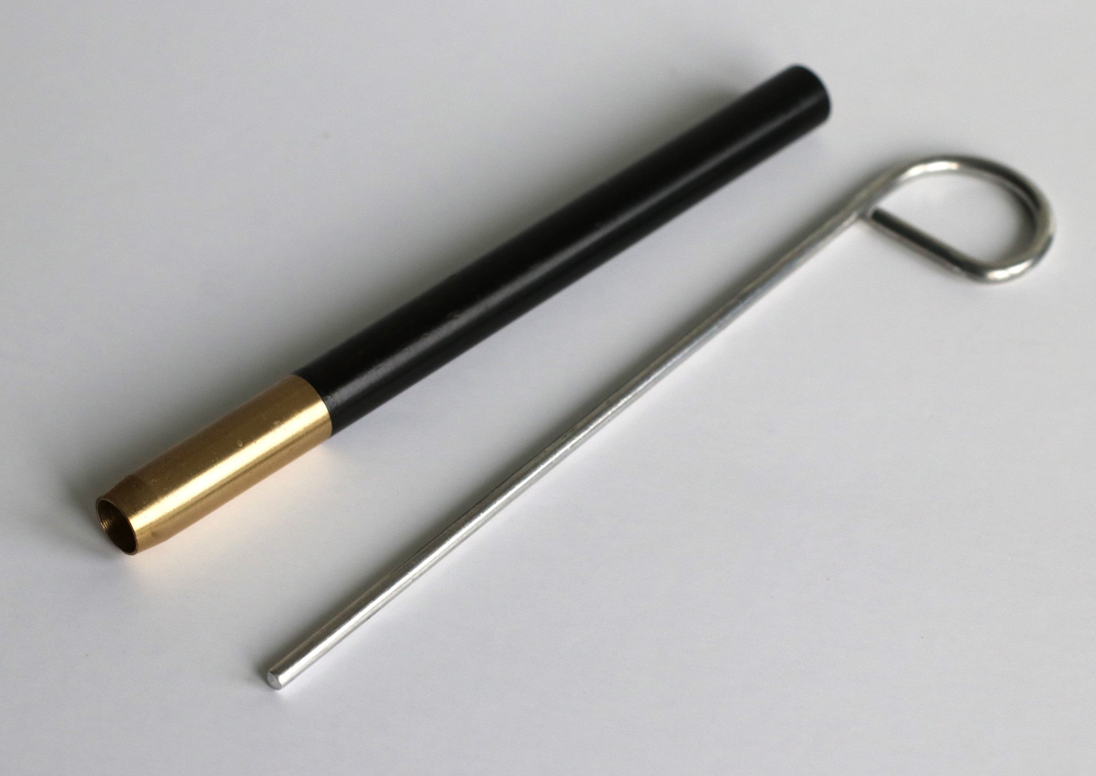 4" Ebony & Brass Pipe with poker - 4' Brass One Hitter Pipe
