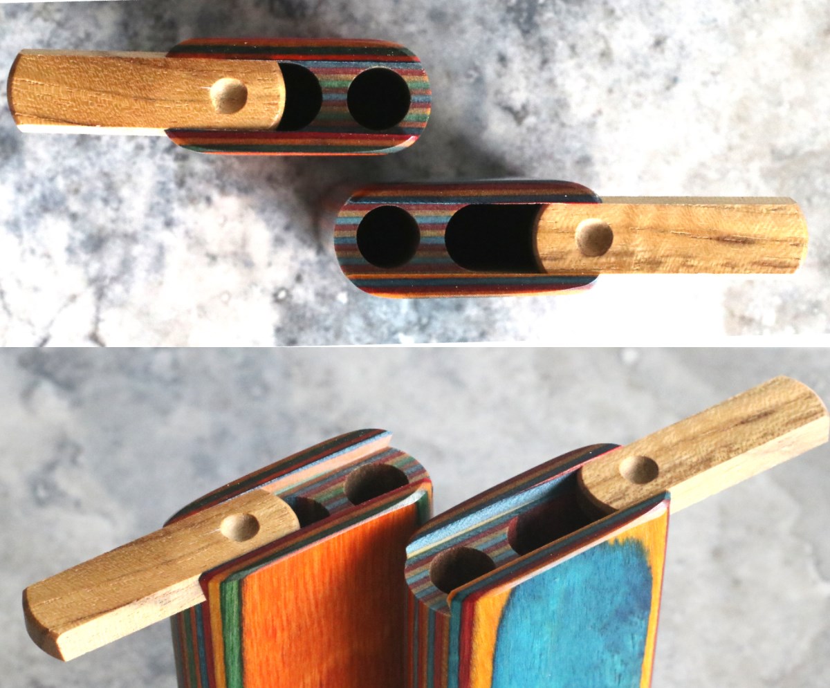 3" Diamond Wood Dugouts-Slider Lids w/ 2" Brass Bat - Diamond Wood Dugouts