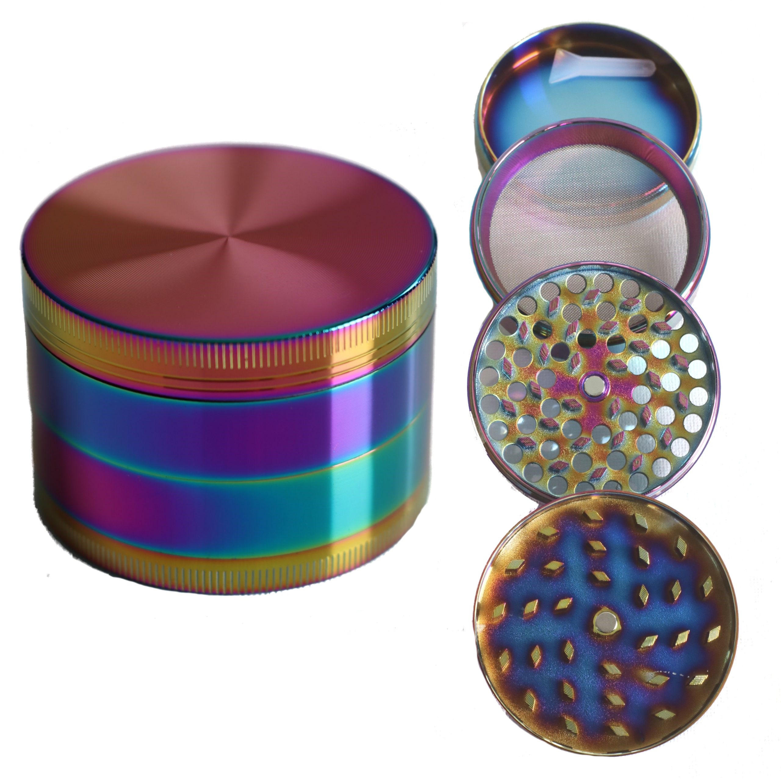 Rainbow Gift Pack- 2" Rainbow Grinder & 3" Rainbow Mango Brass One Hitter- Perfect Combo- Class Act-Colorful Gift - Rainbow Herb Grinder