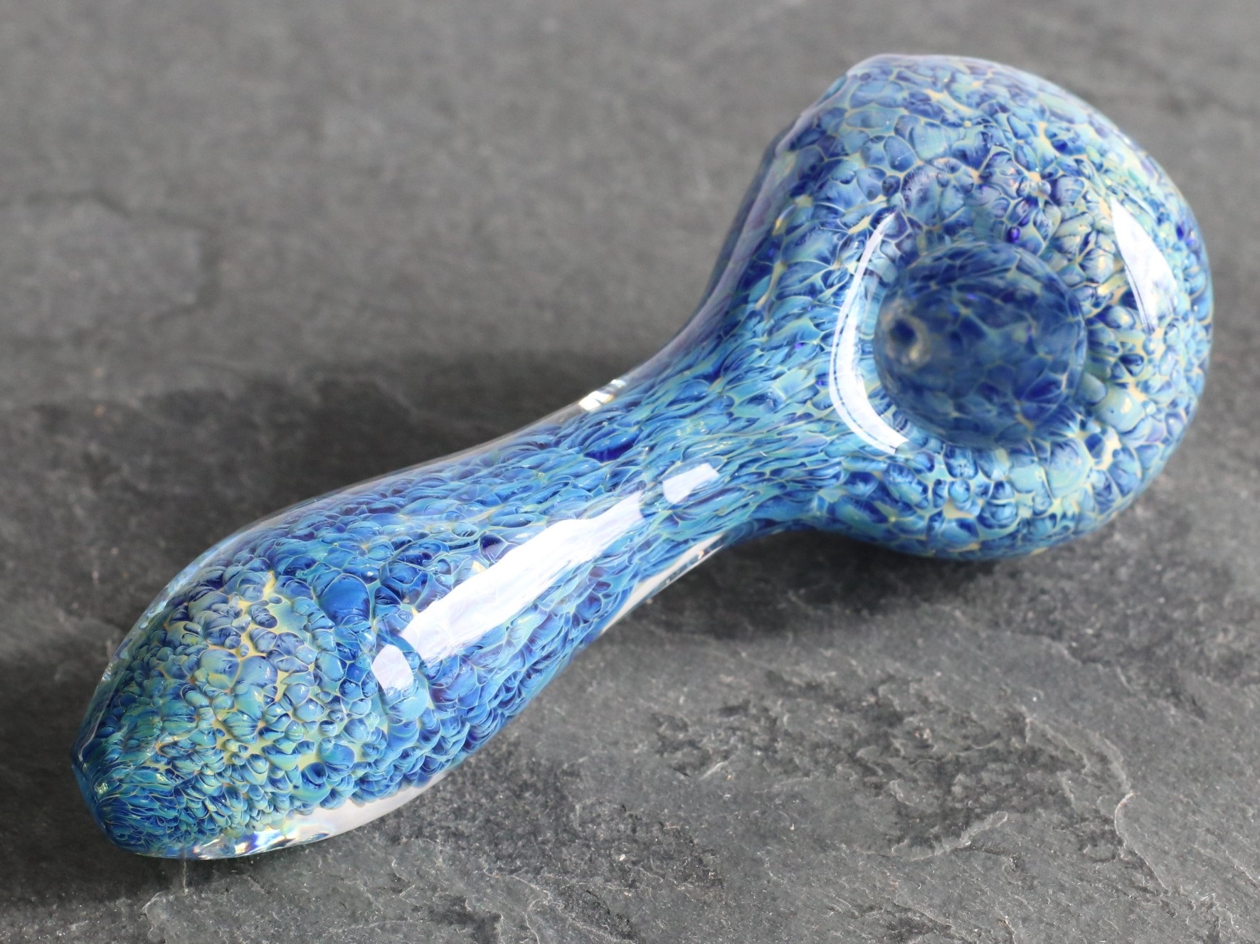 4" Glass Spoon Pipe-Blue Tie Dye - Glass Spoon Pipe