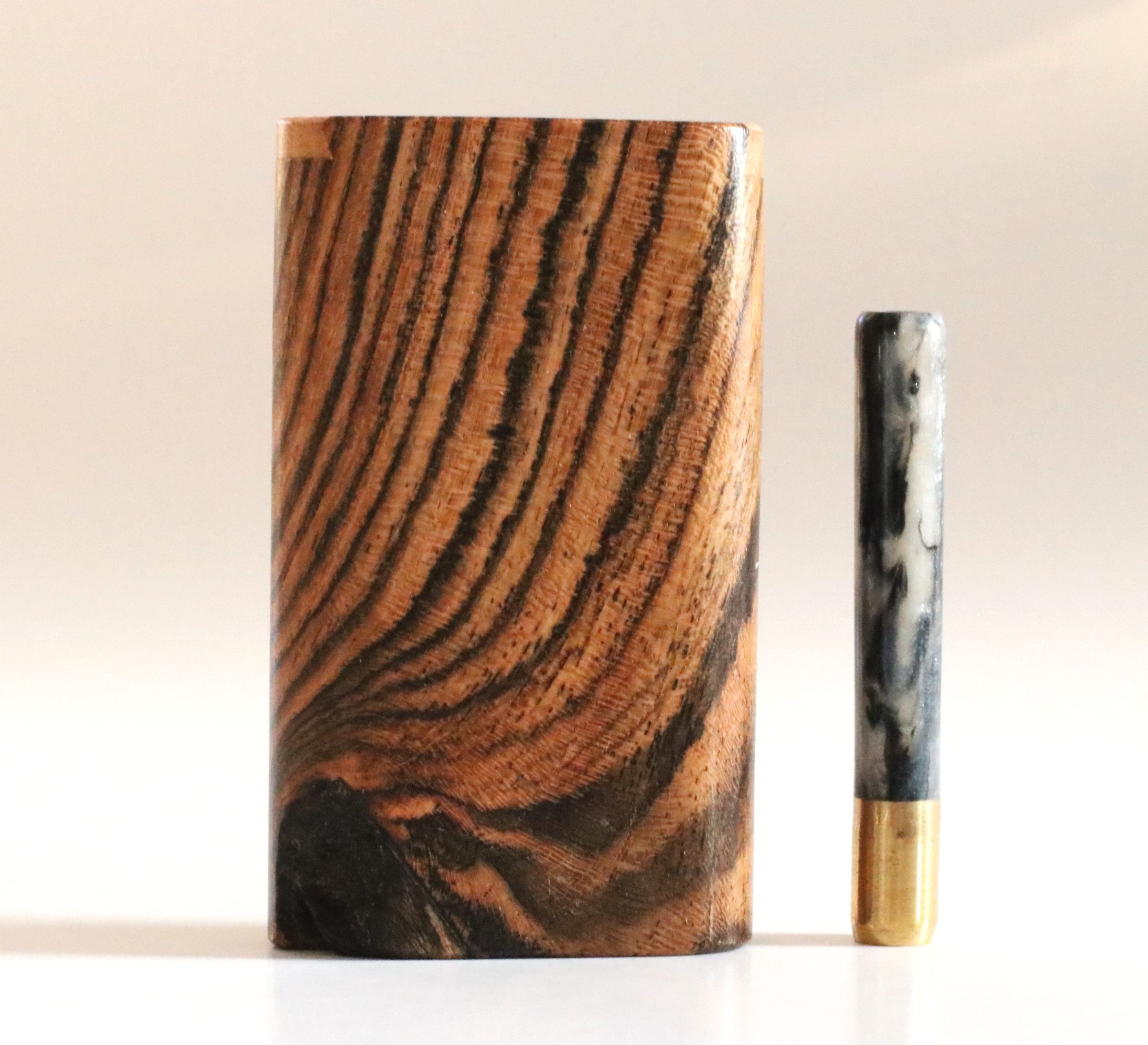 Bocote Wood Dugout & Brass one hitter pipe - Bocote Slider Dugout
