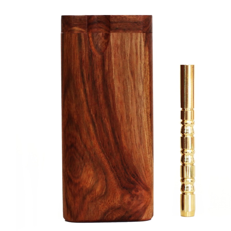 4" Caribbean Rosewood Spring Lock Dugout & One hitter pipe-American Handcrafted Stash Boxes - Caribbean Rosewood Dugout